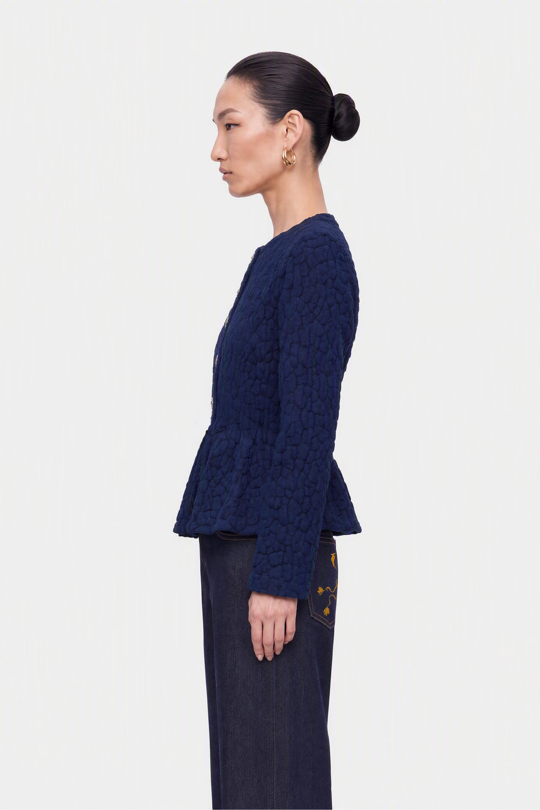 Textured Knit Peplum Cardigan