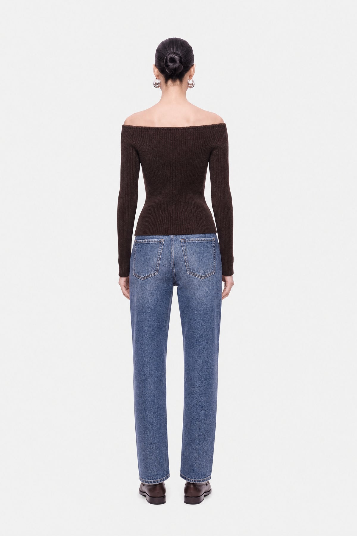 Off-Shoulder Ribbed Knit Cardigan