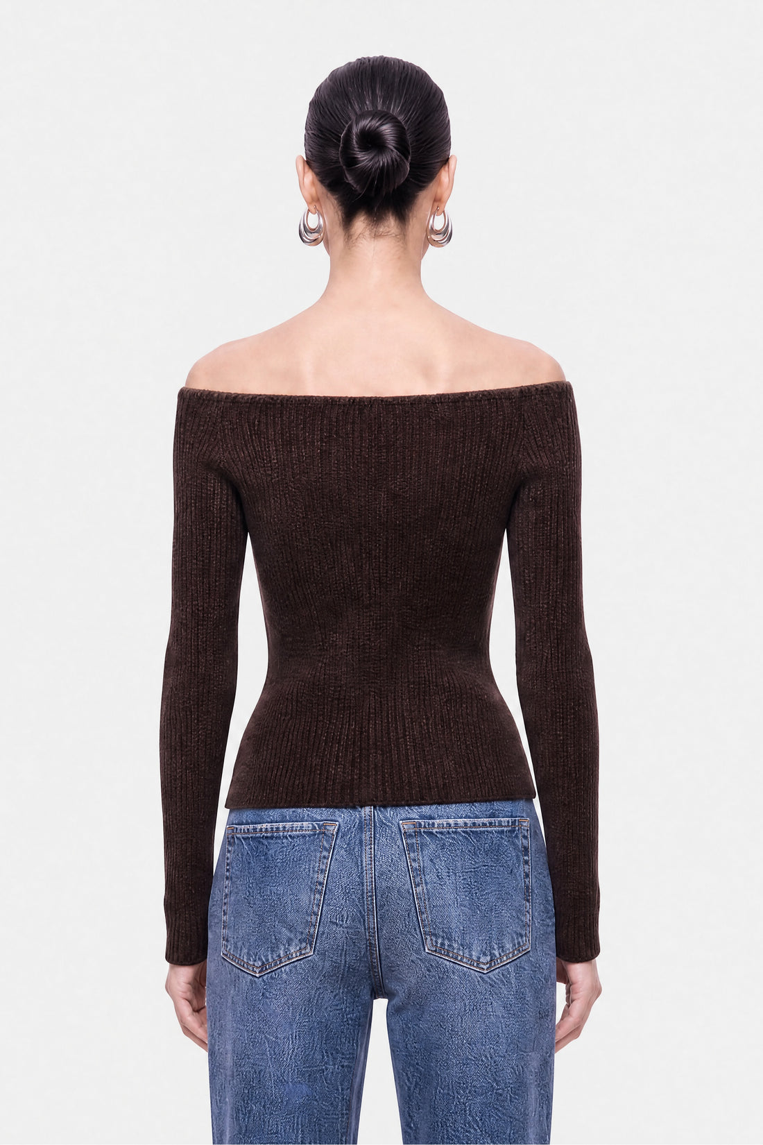 Off-Shoulder Ribbed Knit Cardigan