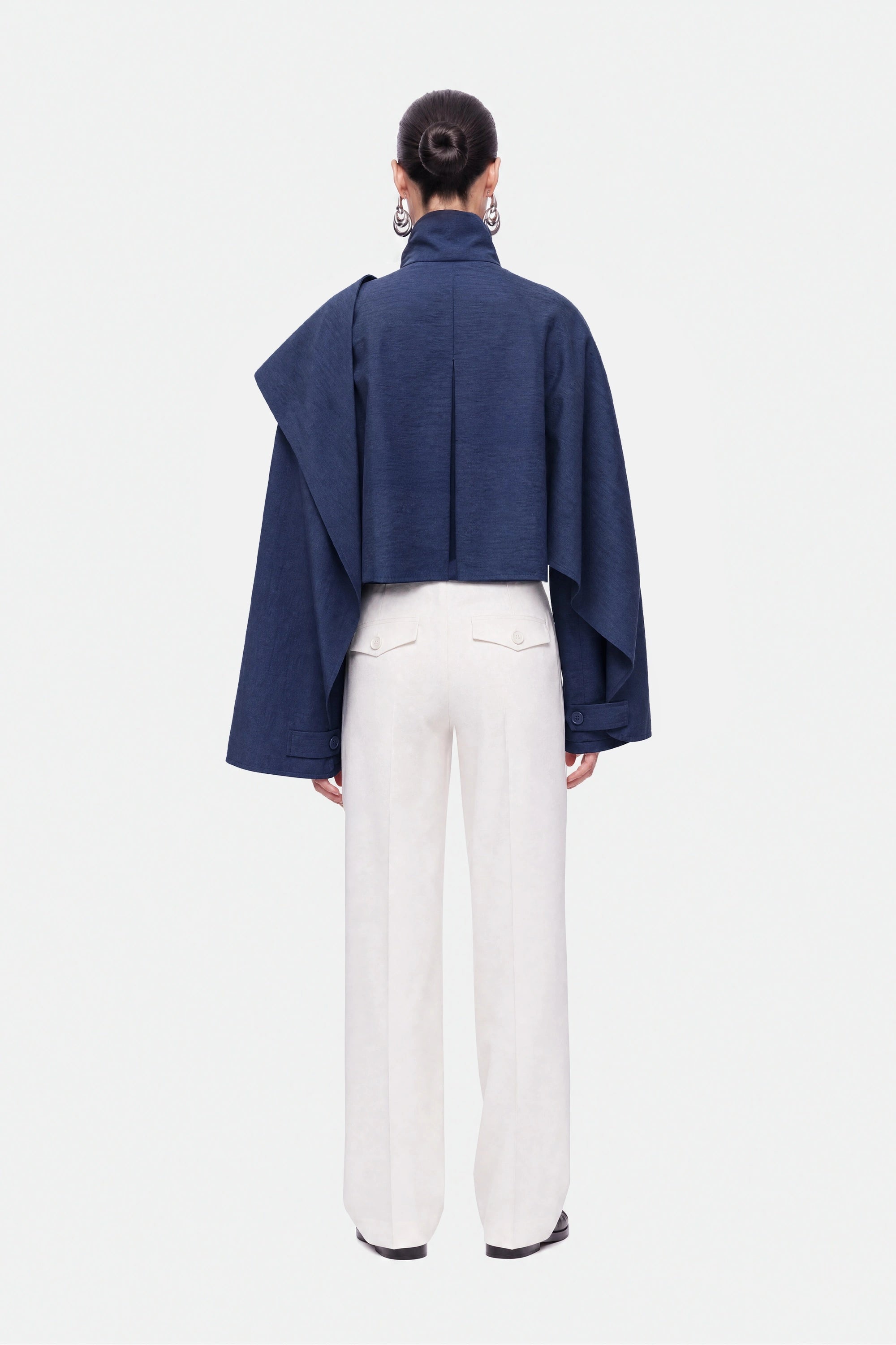 Shawl Detail Stand Collar Trench Coat