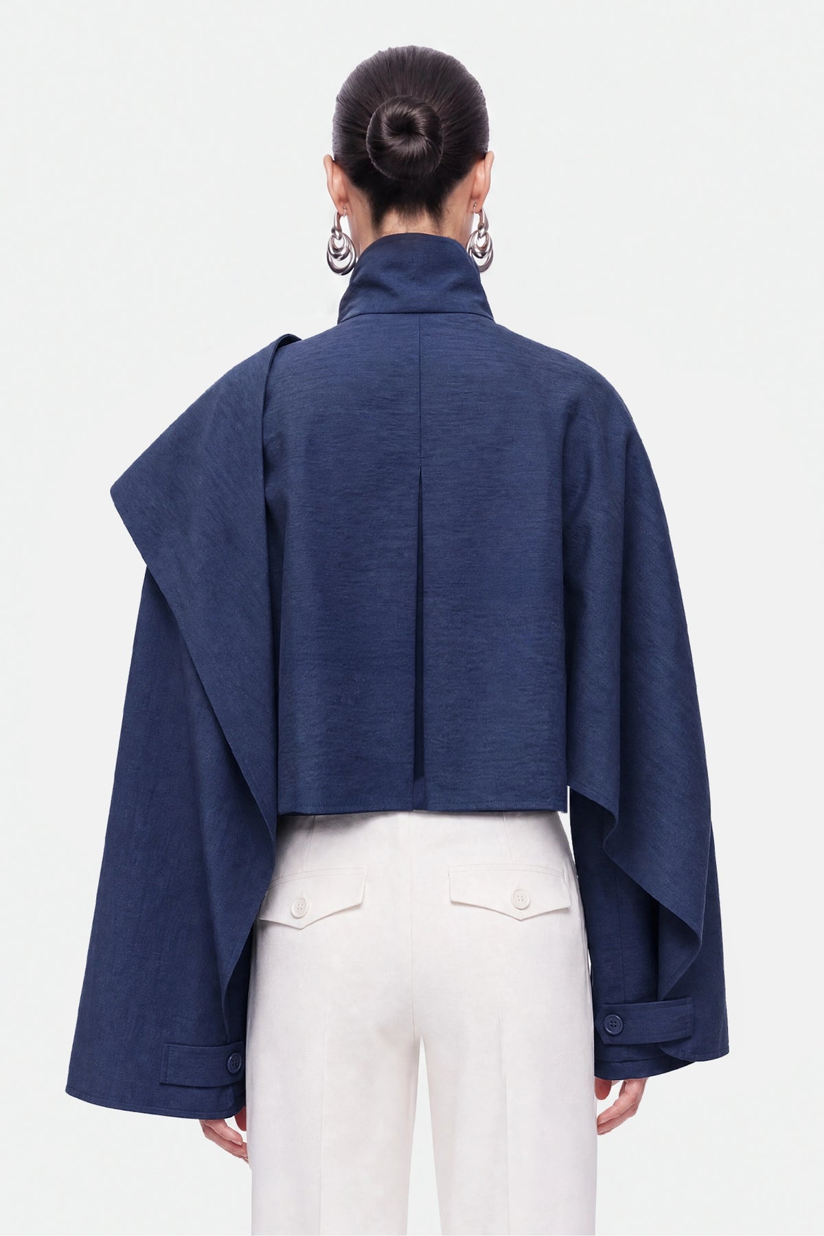 Shawl Detail Stand Collar Trench Coat