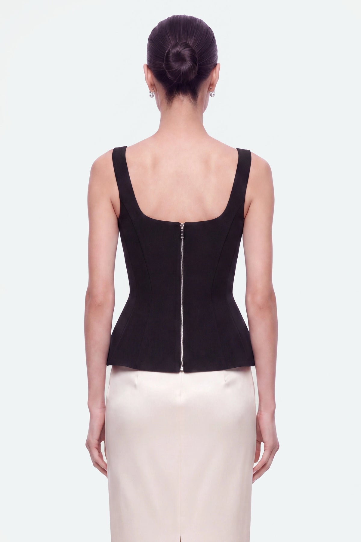 Boned Square Neck Peplum Bustier Top