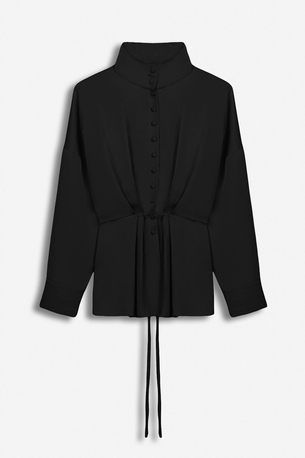 Tie Detail Stand Collar Shirt