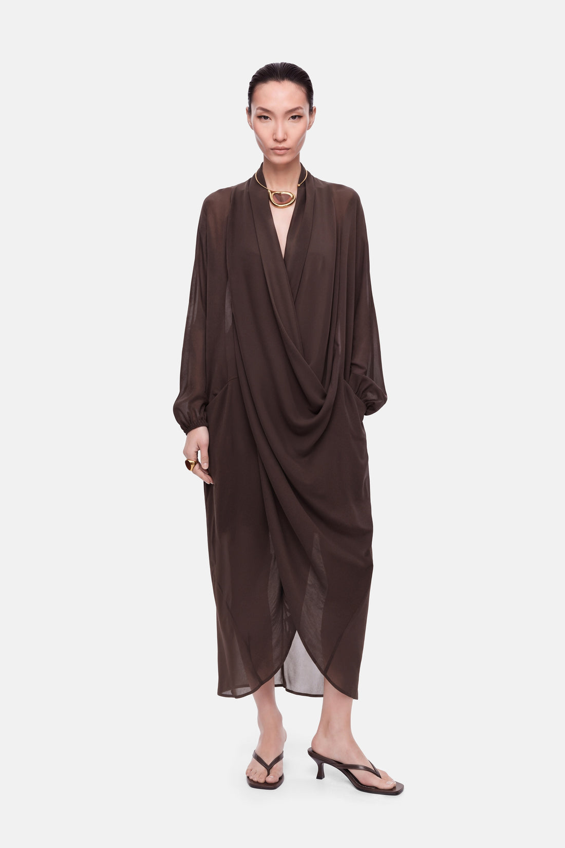 Draped Wrap Maxi Dress