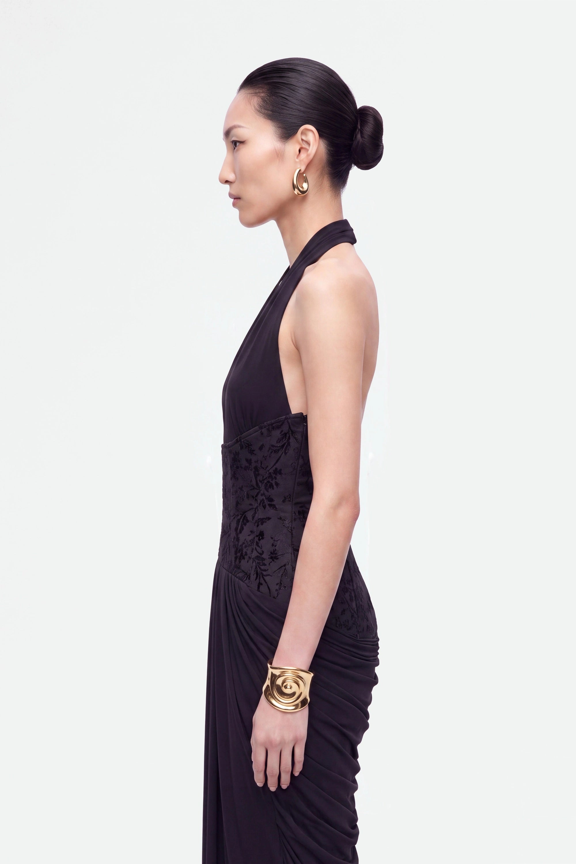 Jacquard Halter Neck Maxi Dress