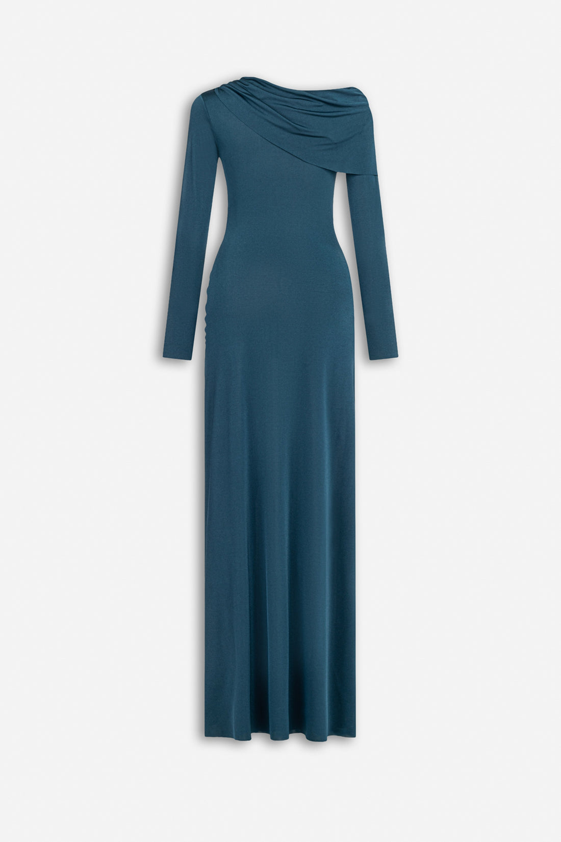Asymmetric Neck Draped Maxi Dress