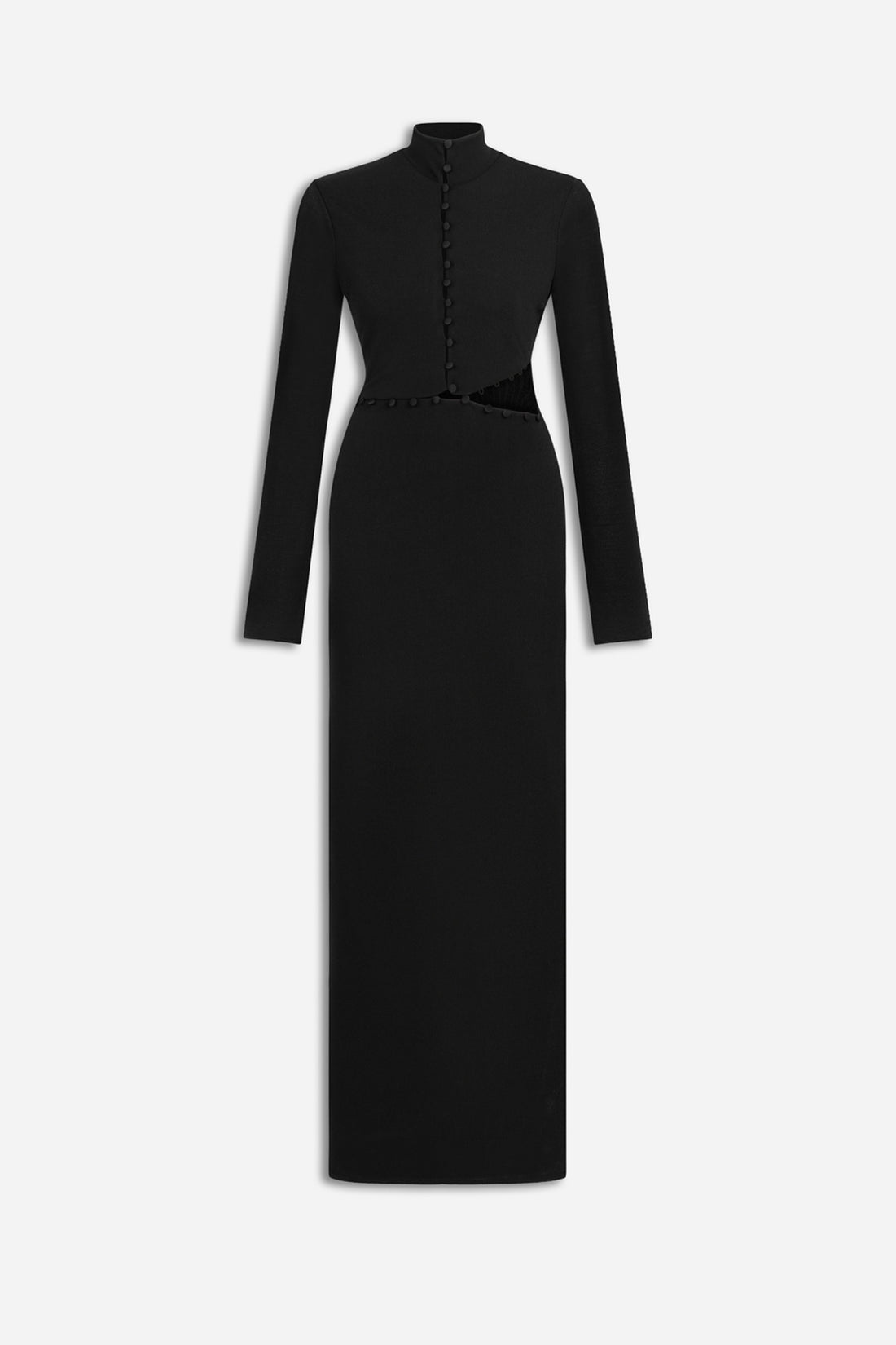 Button Detail Stand Collar Maxi Dress