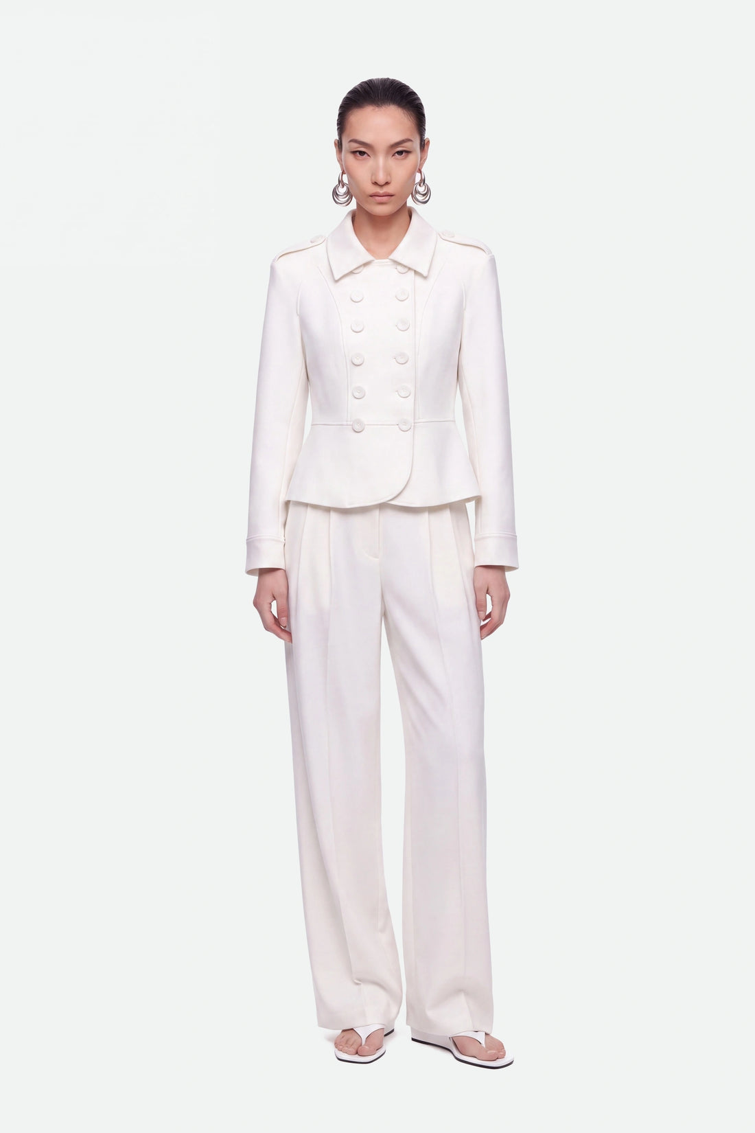 Double Pleat Wide Leg Trousers