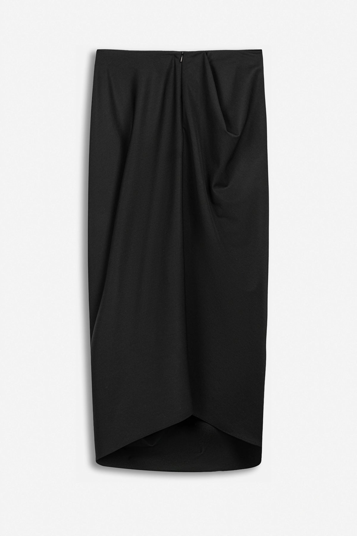 Draped Pleat Detail Midi Skirt