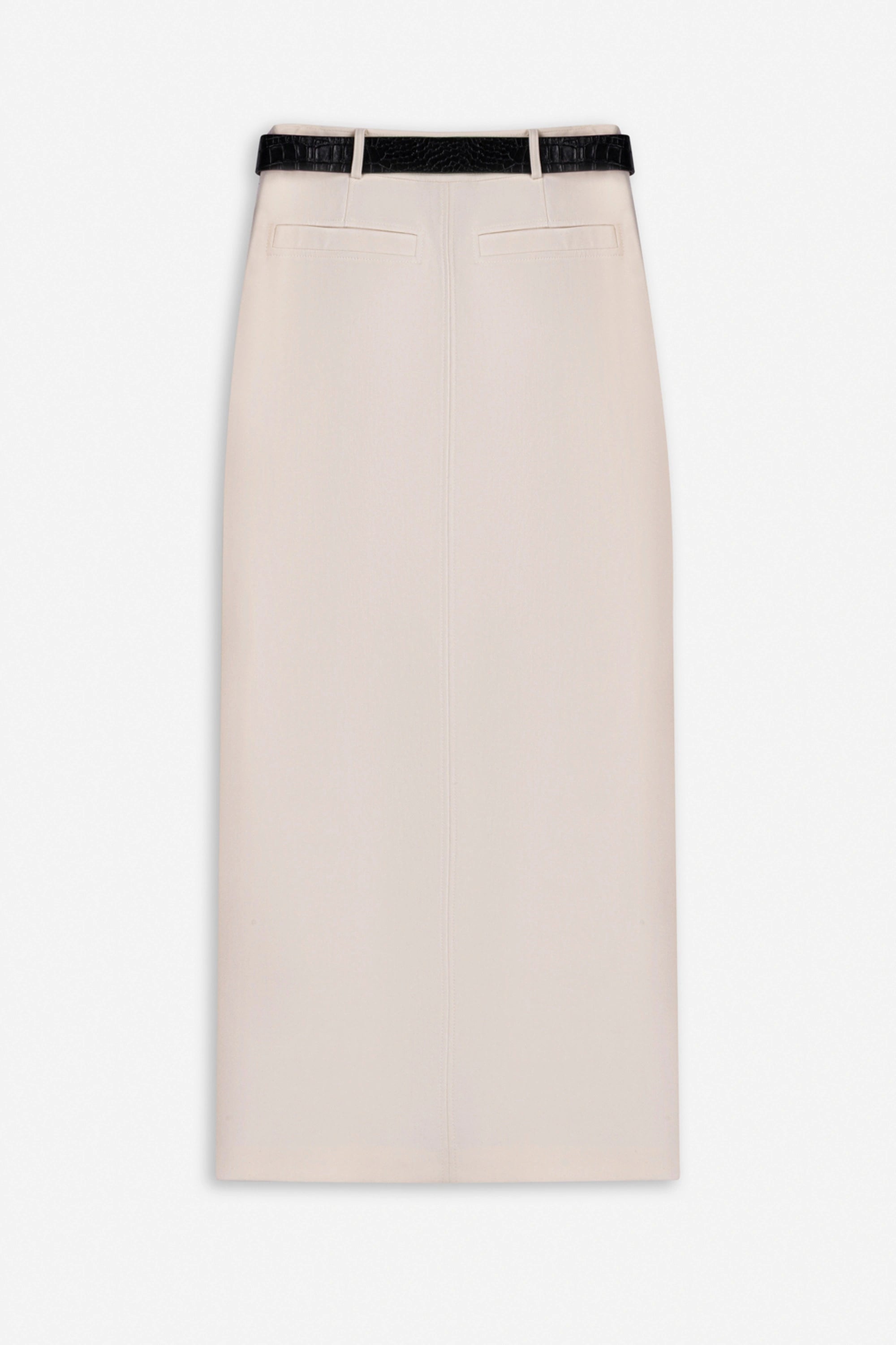 Belted Front Slit Maxi Skirt