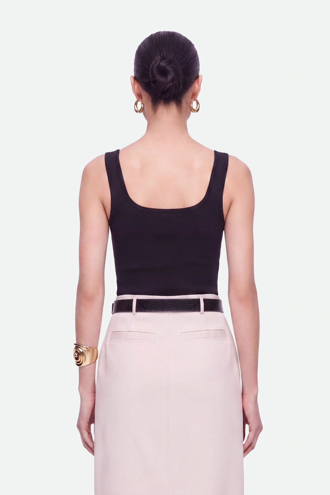Belted Front Slit Maxi Skirt