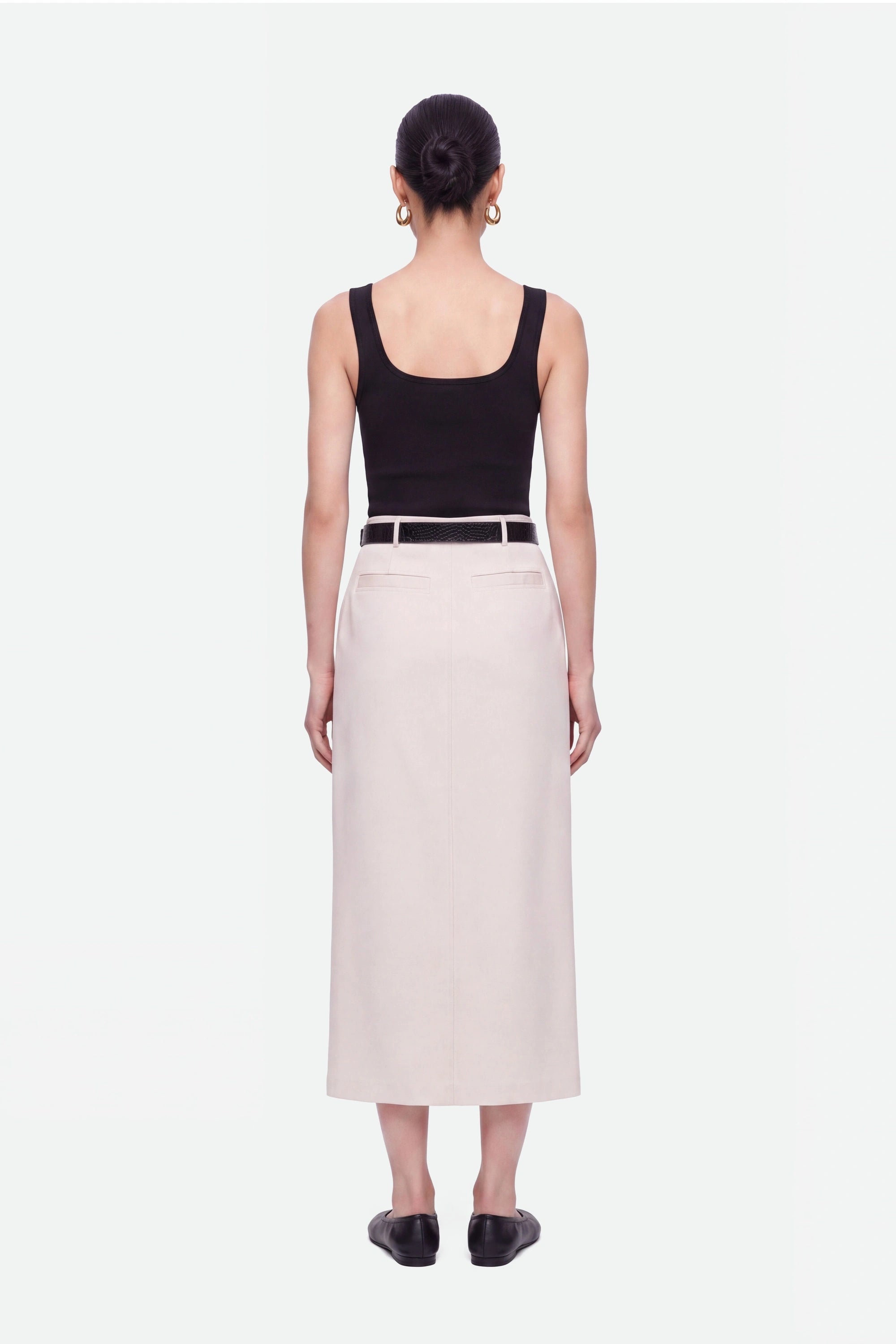 Belted Front Slit Maxi Skirt