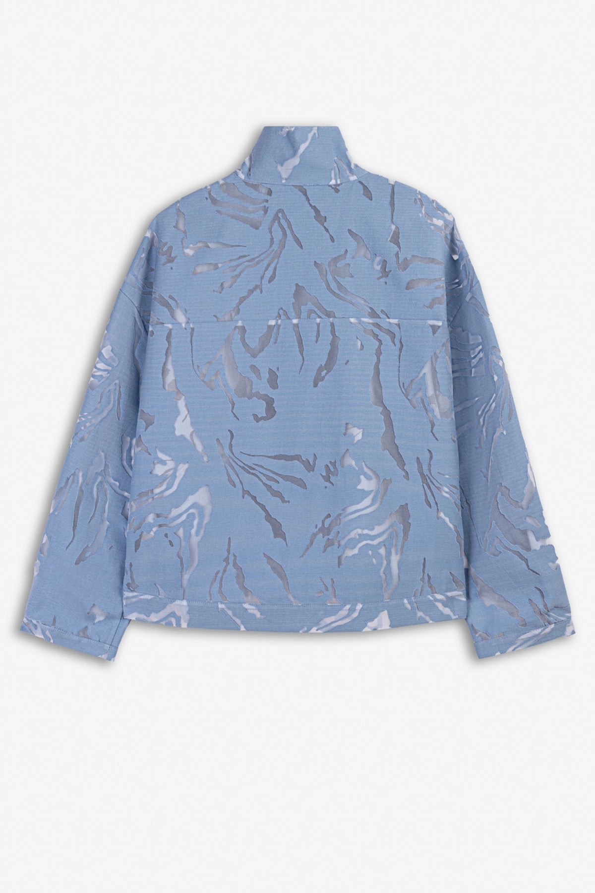 Patterned Funnel Neck Zip Jacket