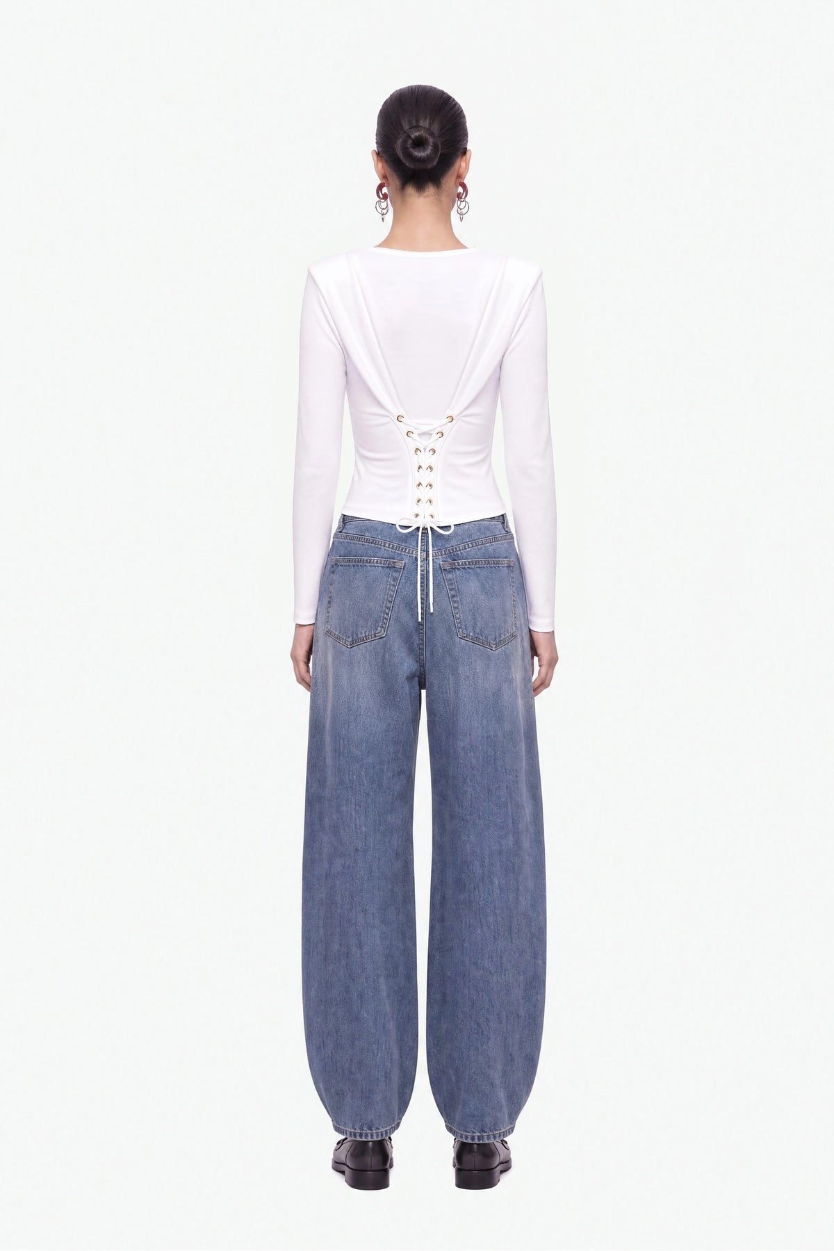 Eyelet Lace Up Blouse