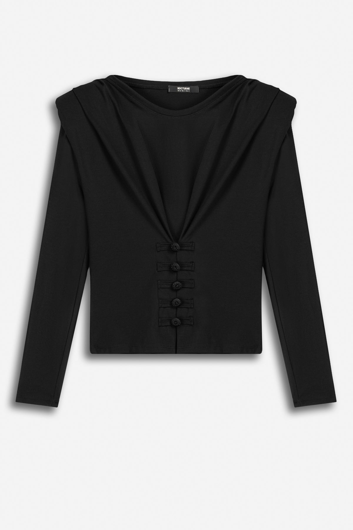 Bow Button Draped Blouse