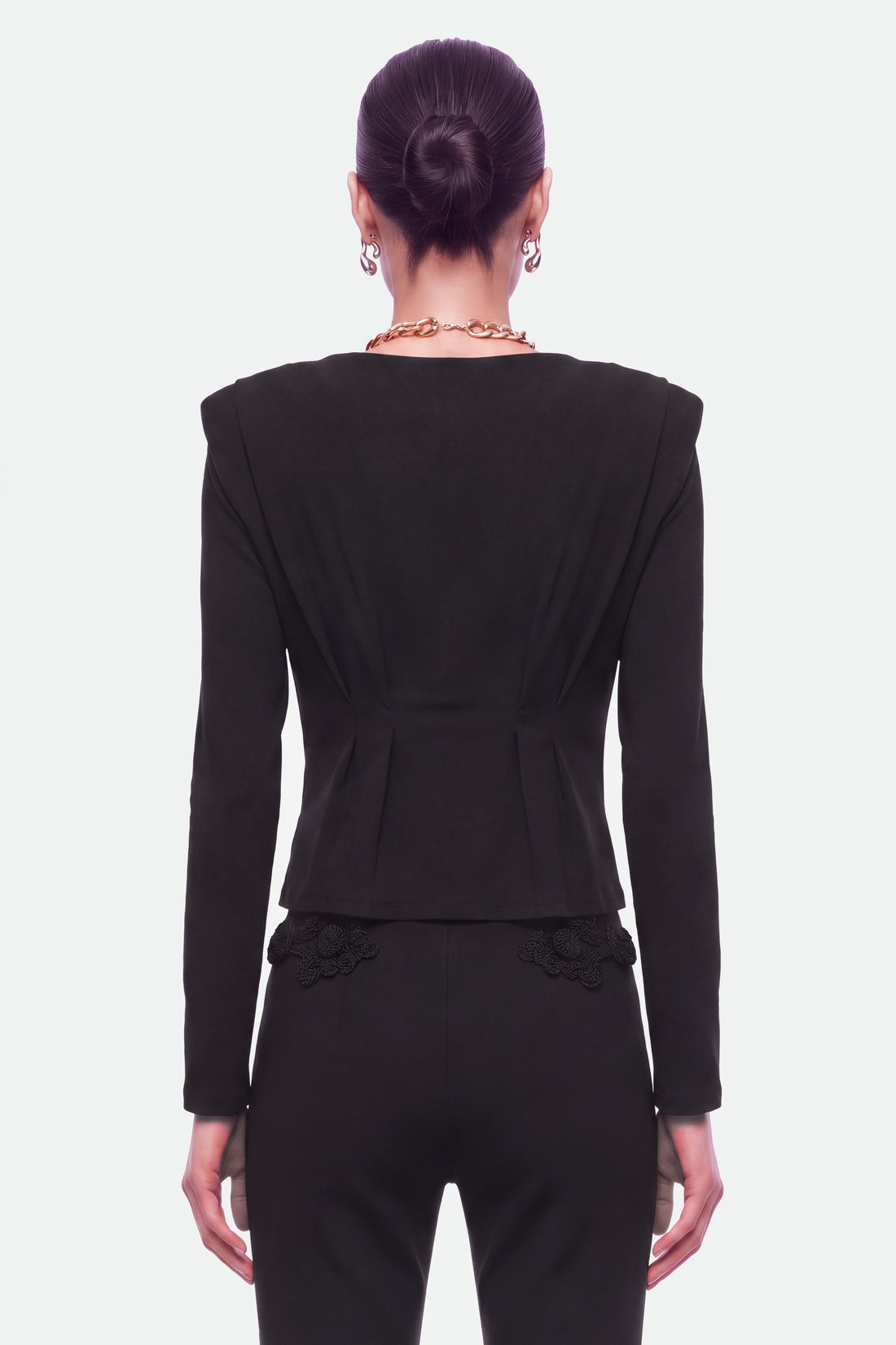 Bow Button Draped Blouse