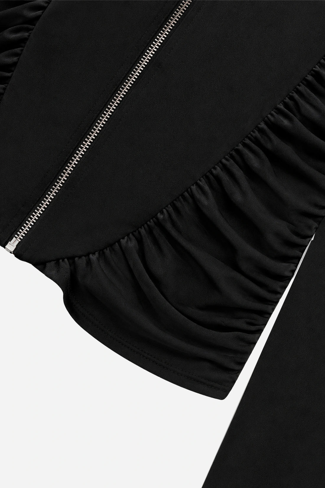 Ruffle Trim Zip Front Blouse