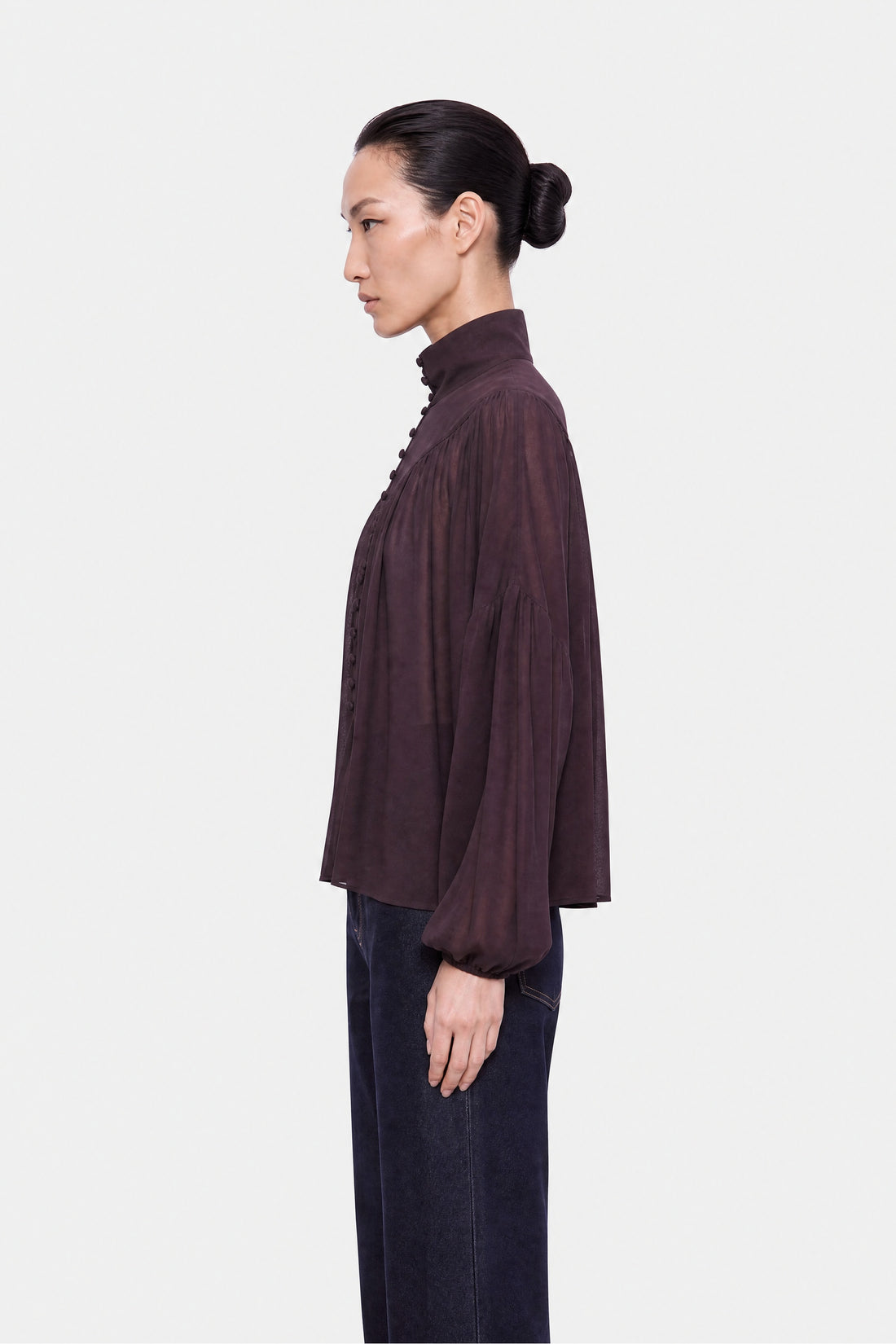 Gathered Sheer Blouse