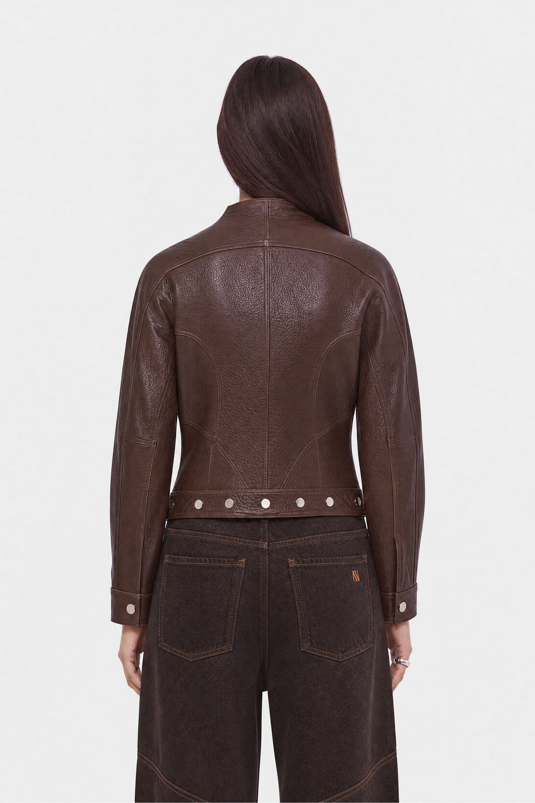 Stand Collar Leather Jacket