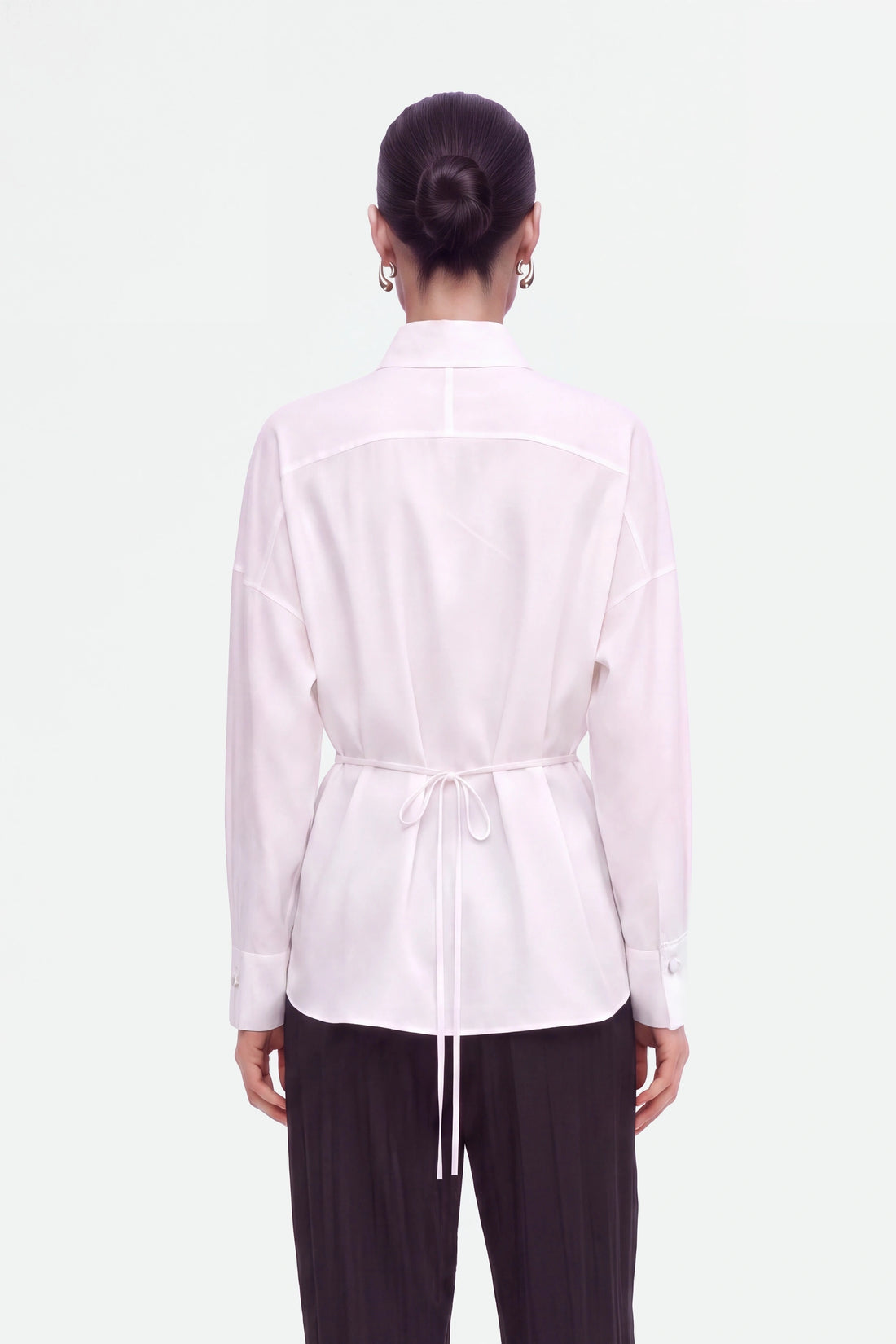 Tie Detail Stand Collar Shirt