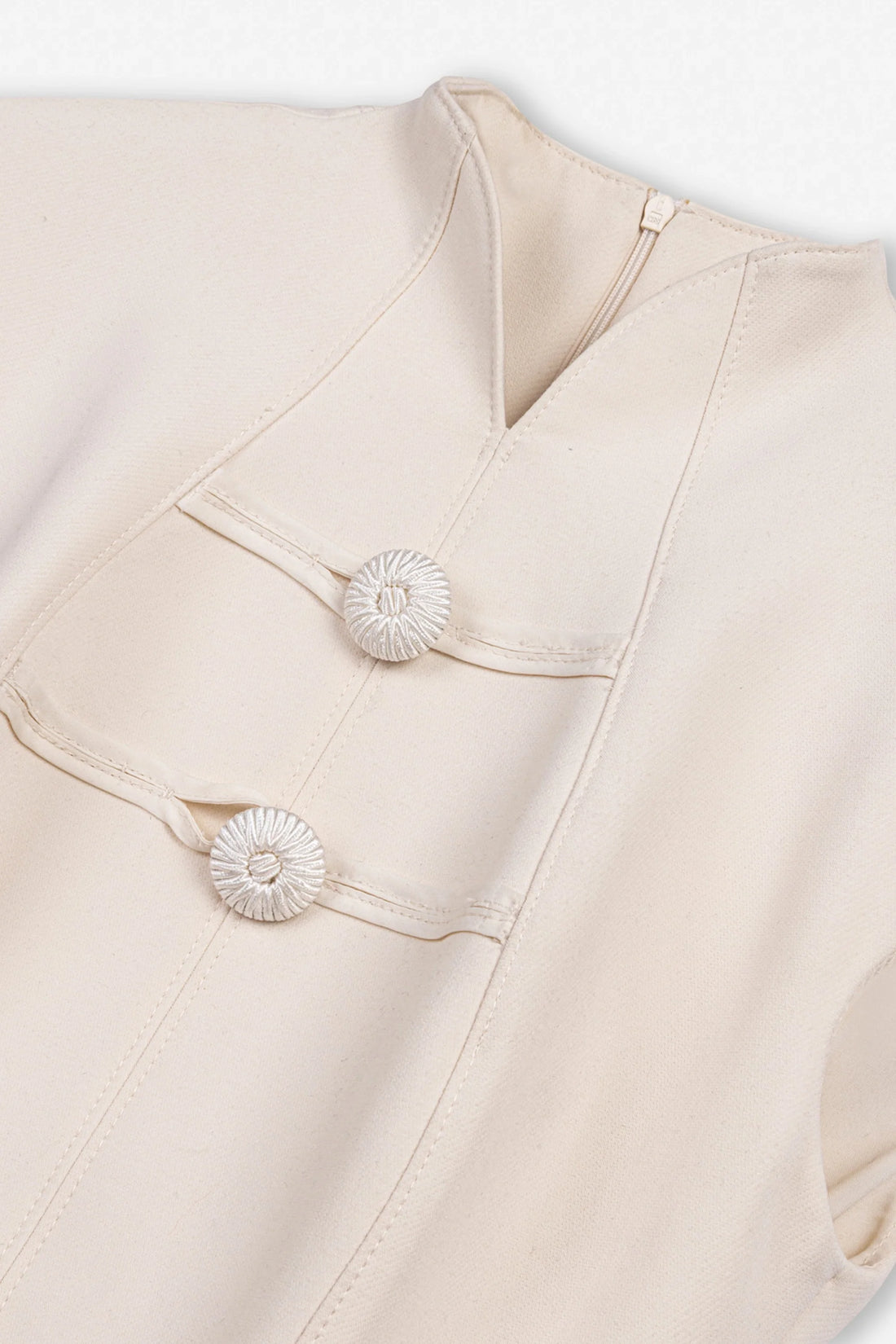 Padded Shoulder Button Detail Maxi Dress