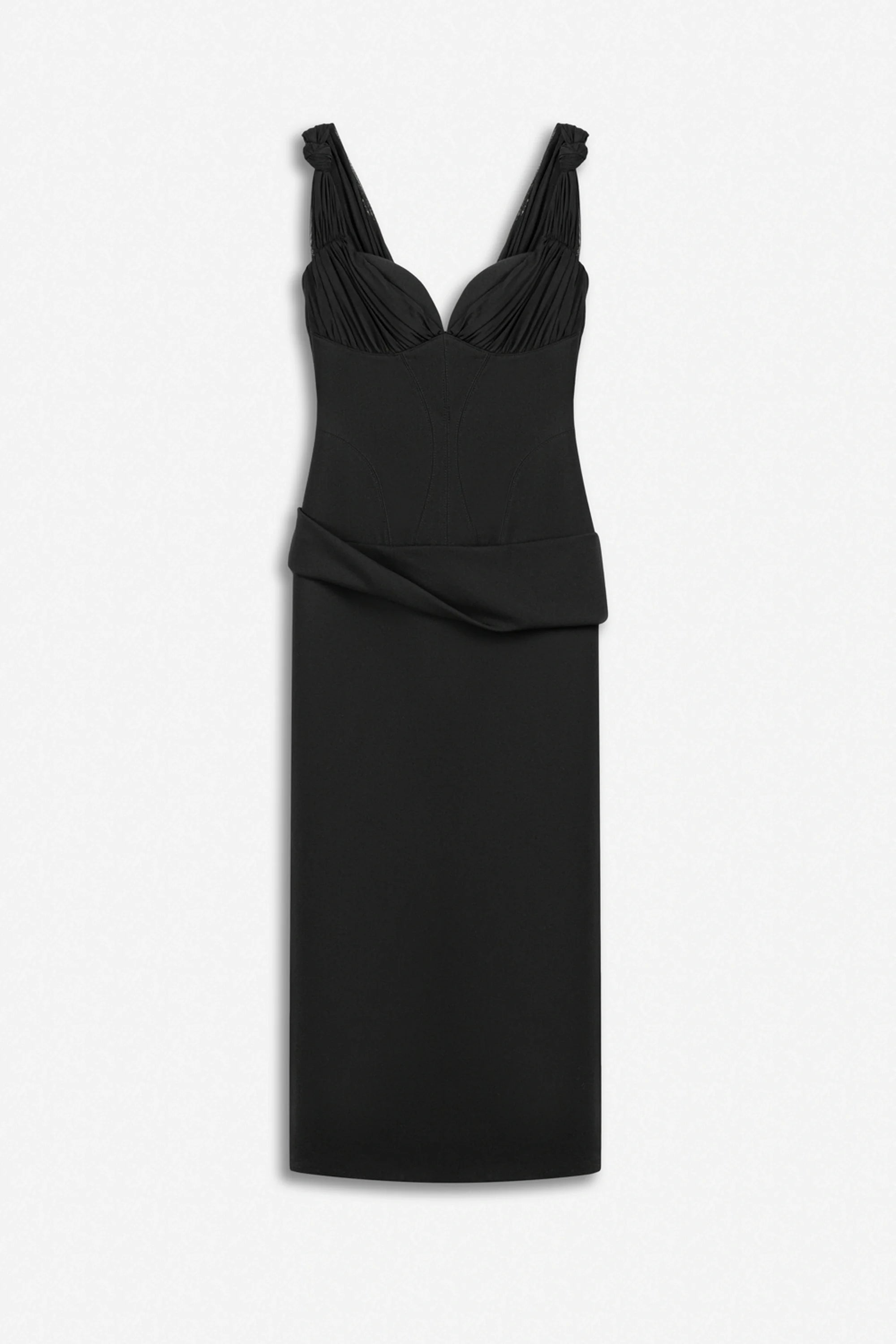 Boned Sweetheart Peplum Midi Dress