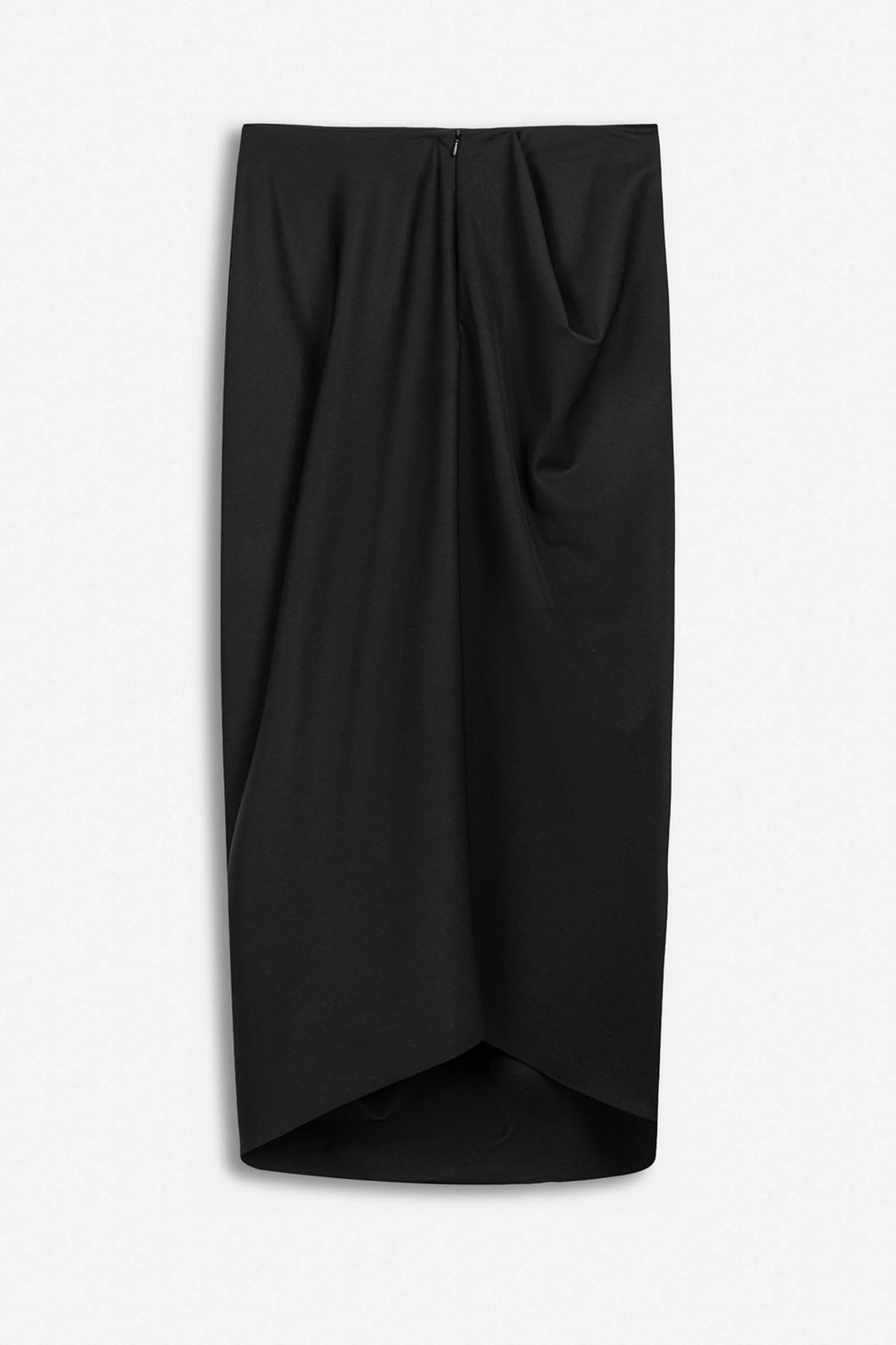 Draped Pleat Detail Midi Skirt