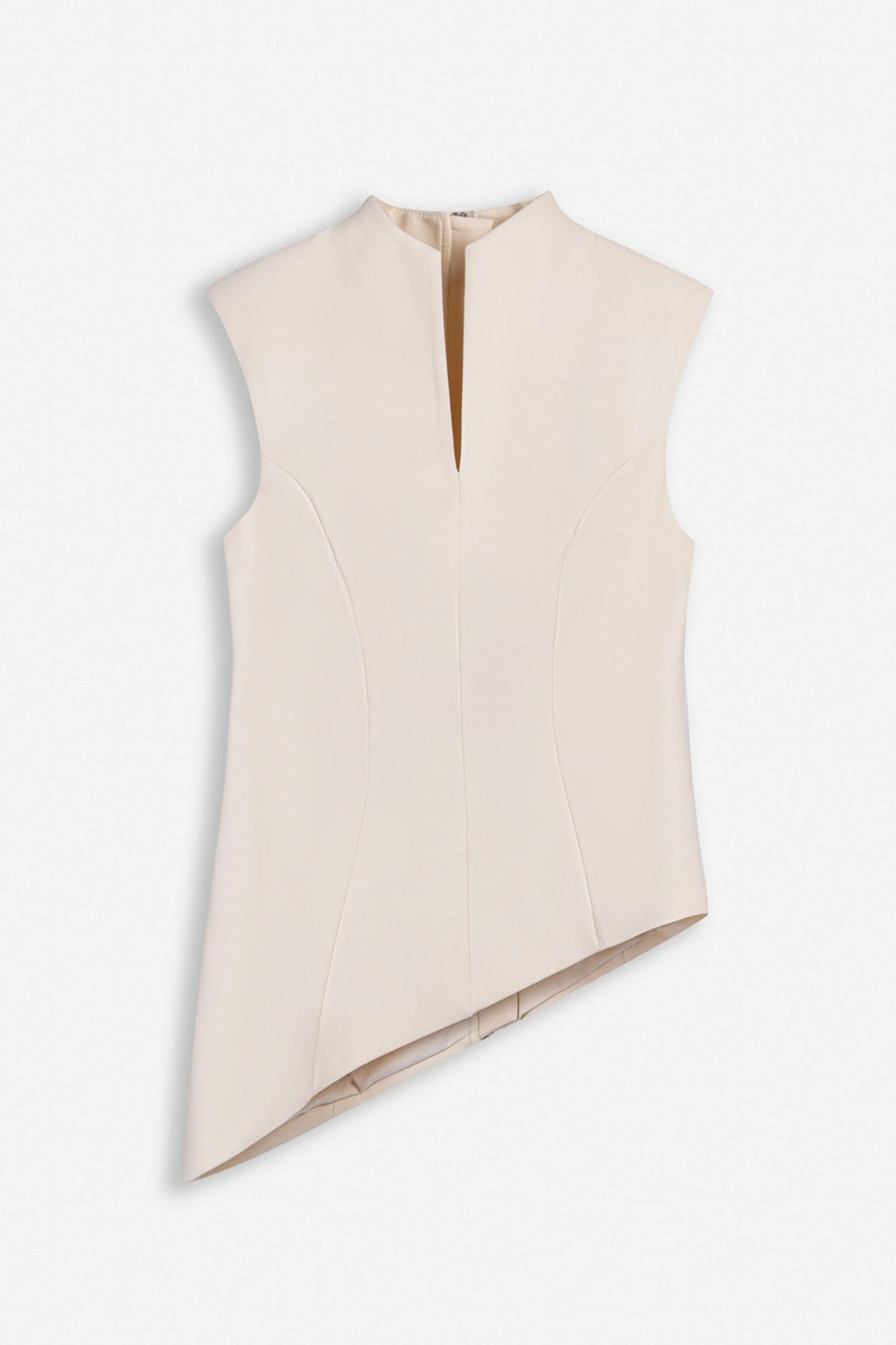 Padded-Shoulder Asymmetric Blouse