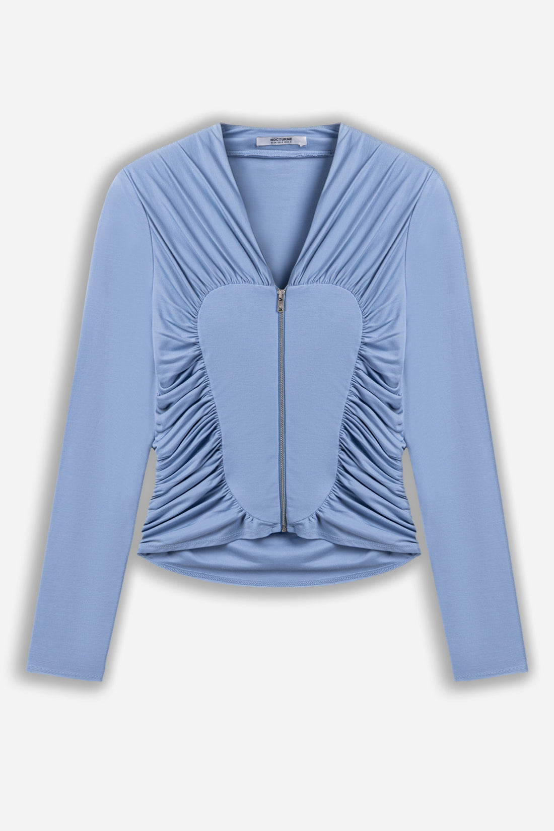 Ruched Metal Zip Blouse