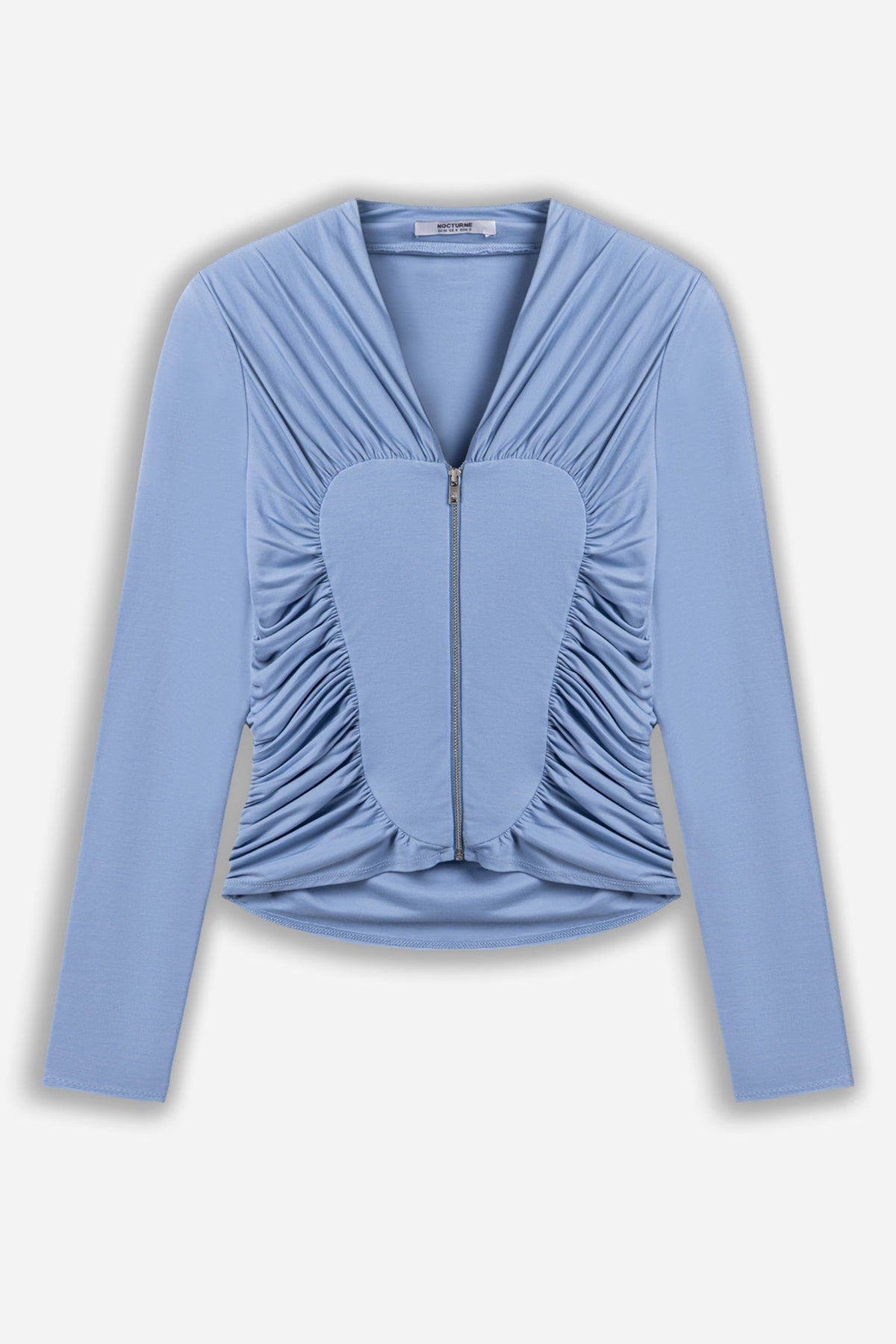 Ruched Metal Zip Blouse