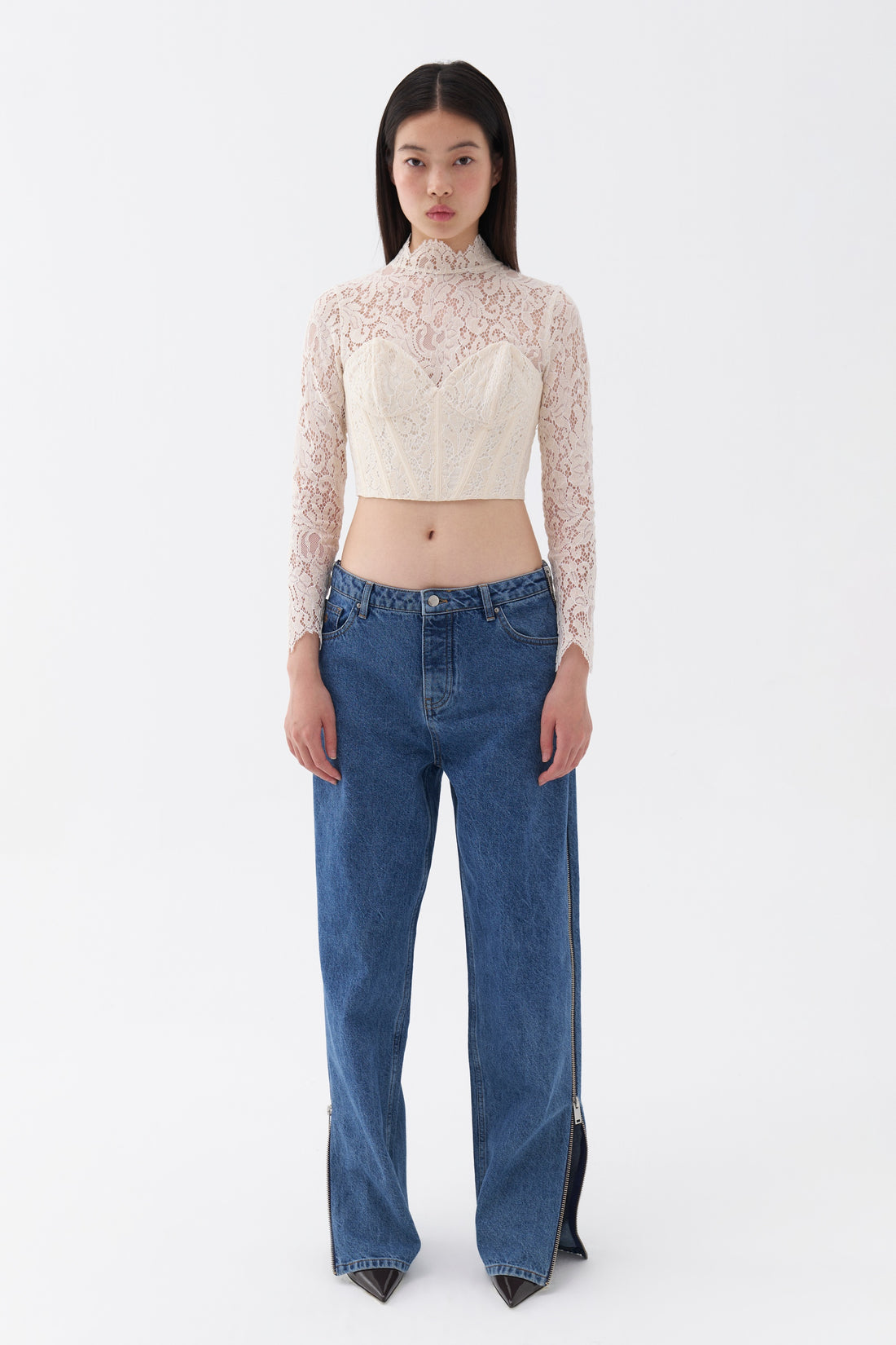 Corset-Look Lace Blouse (Final Sale)