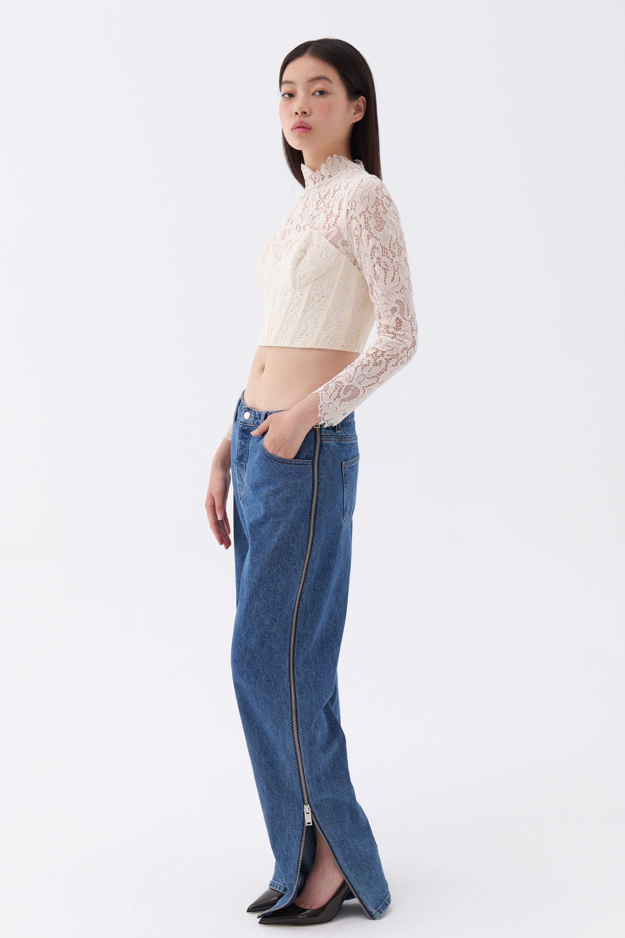 Corset-Look Lace Blouse (Final Sale)