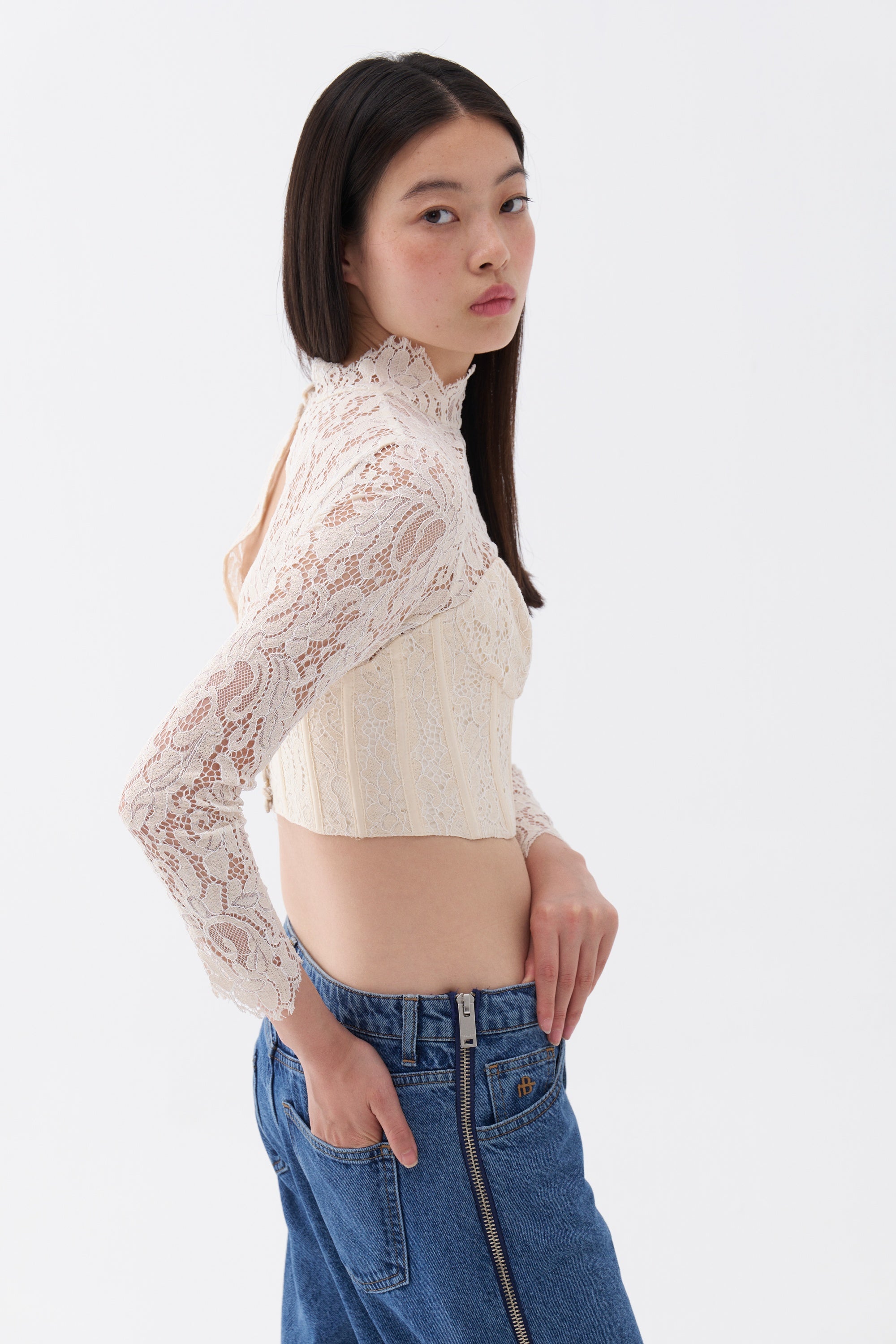Corset-Look Lace Blouse (Final Sale)