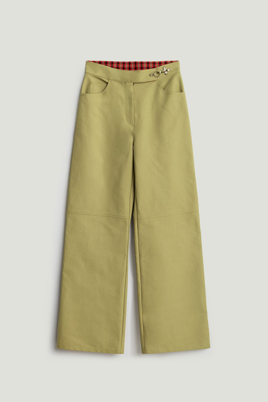 Side-Buckle High-Waist Wide Trousers