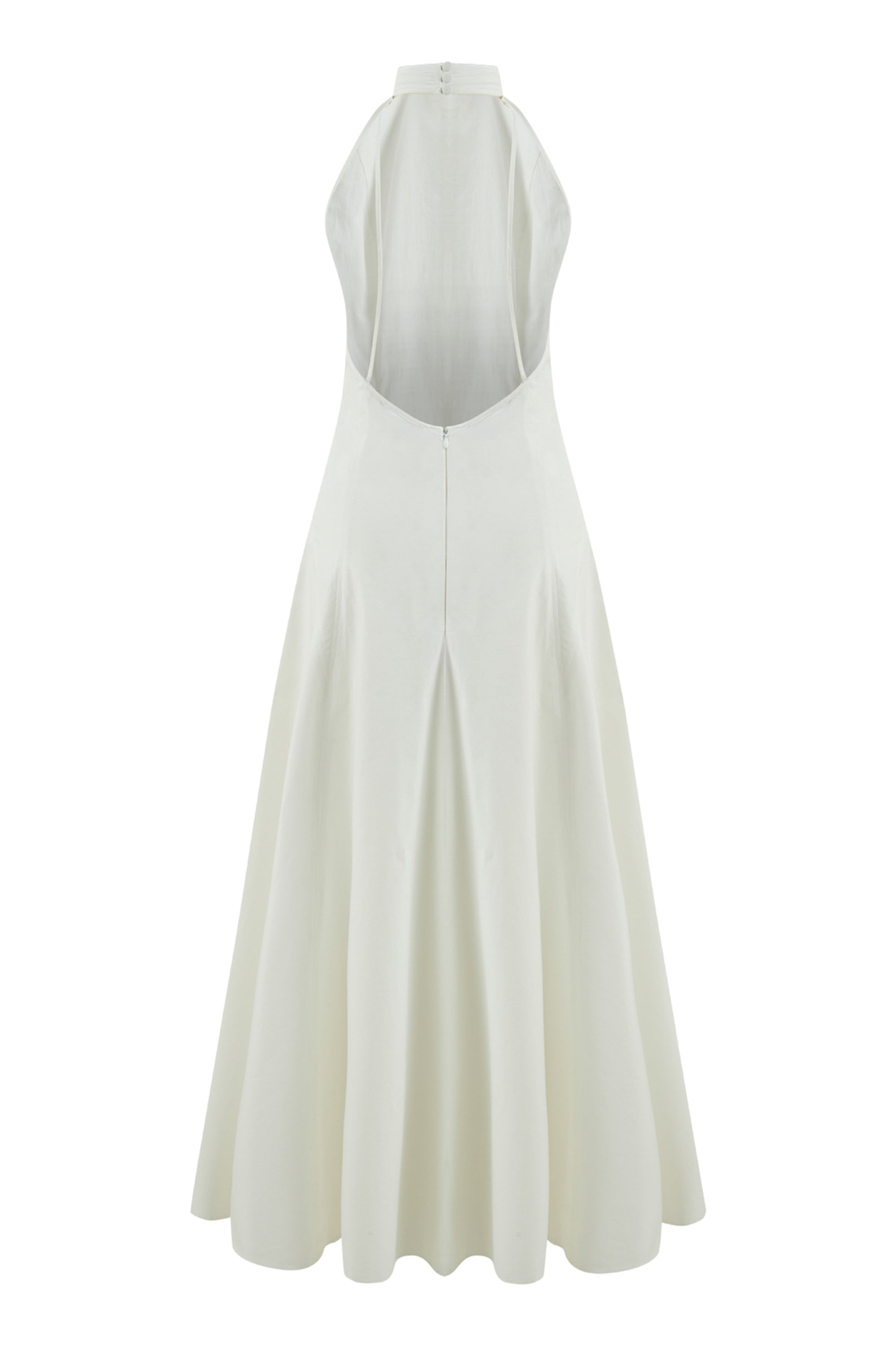 Ecru Turtleneck Backless Maxi Dress