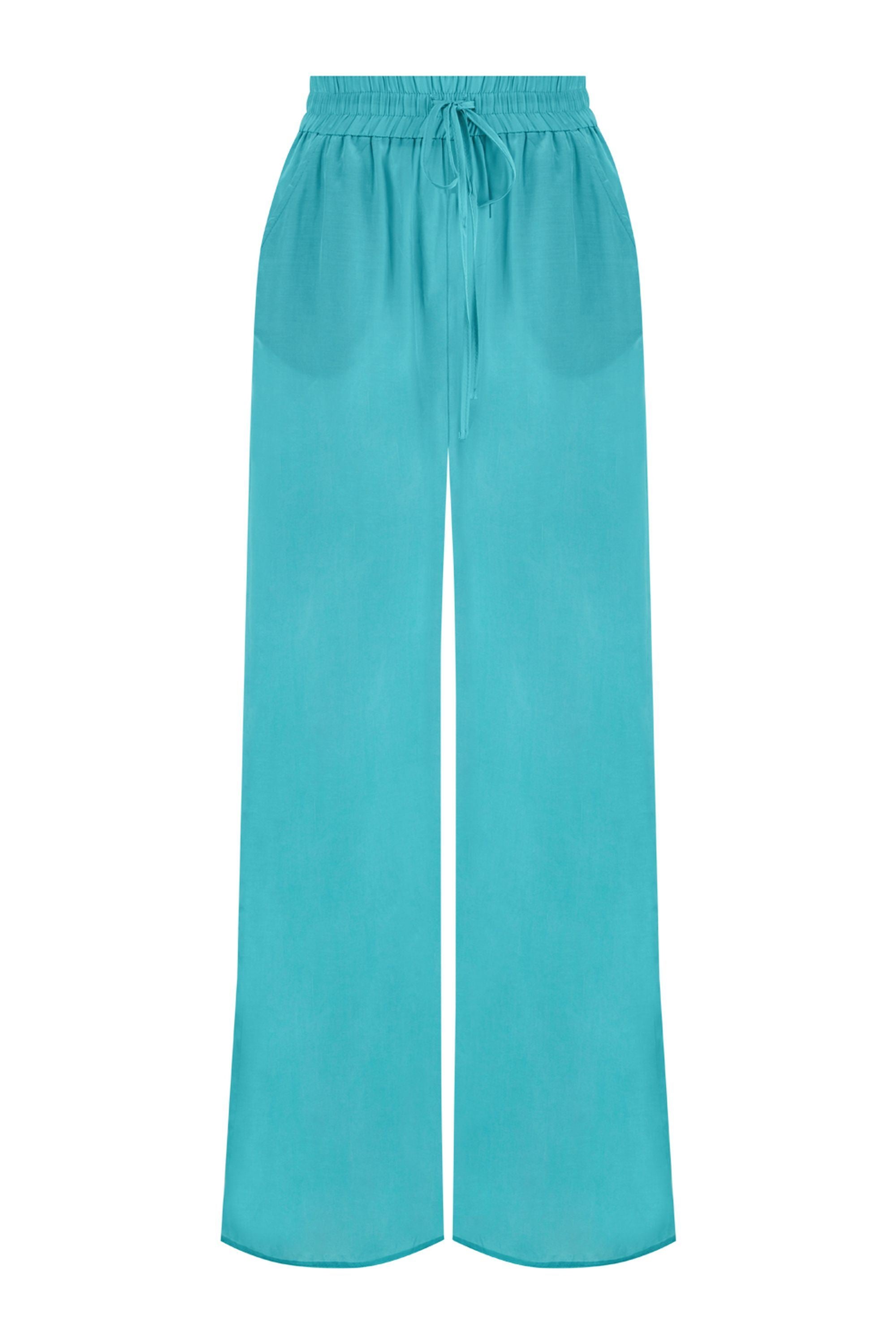 Turqoise Flowy Wide Leg Pants