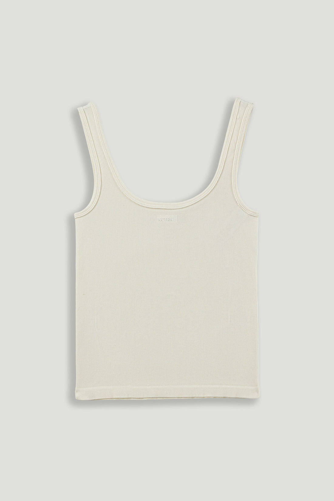 Ecru Printed Sleeveless Crop Top