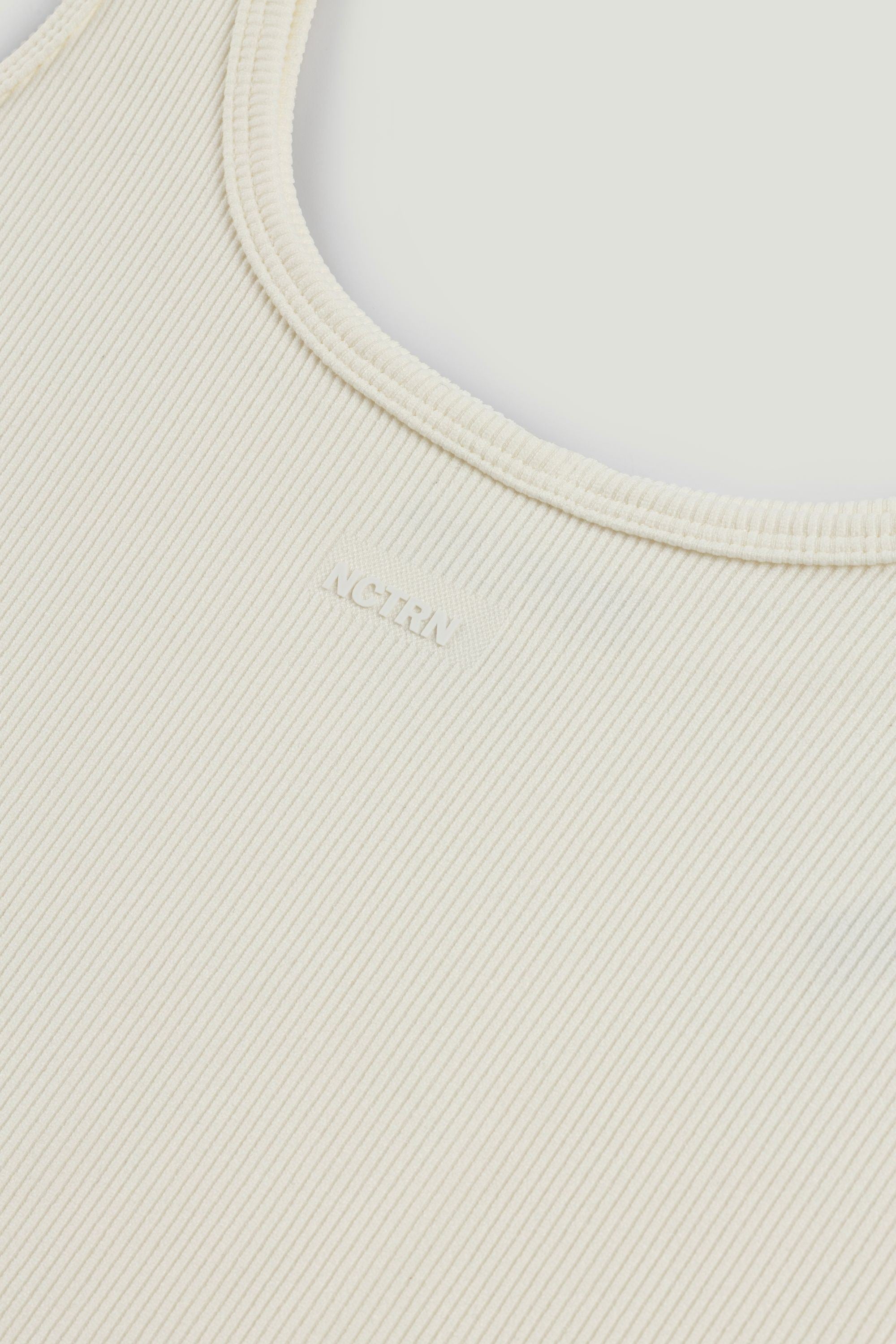 Ecru Printed Sleeveless Crop Top