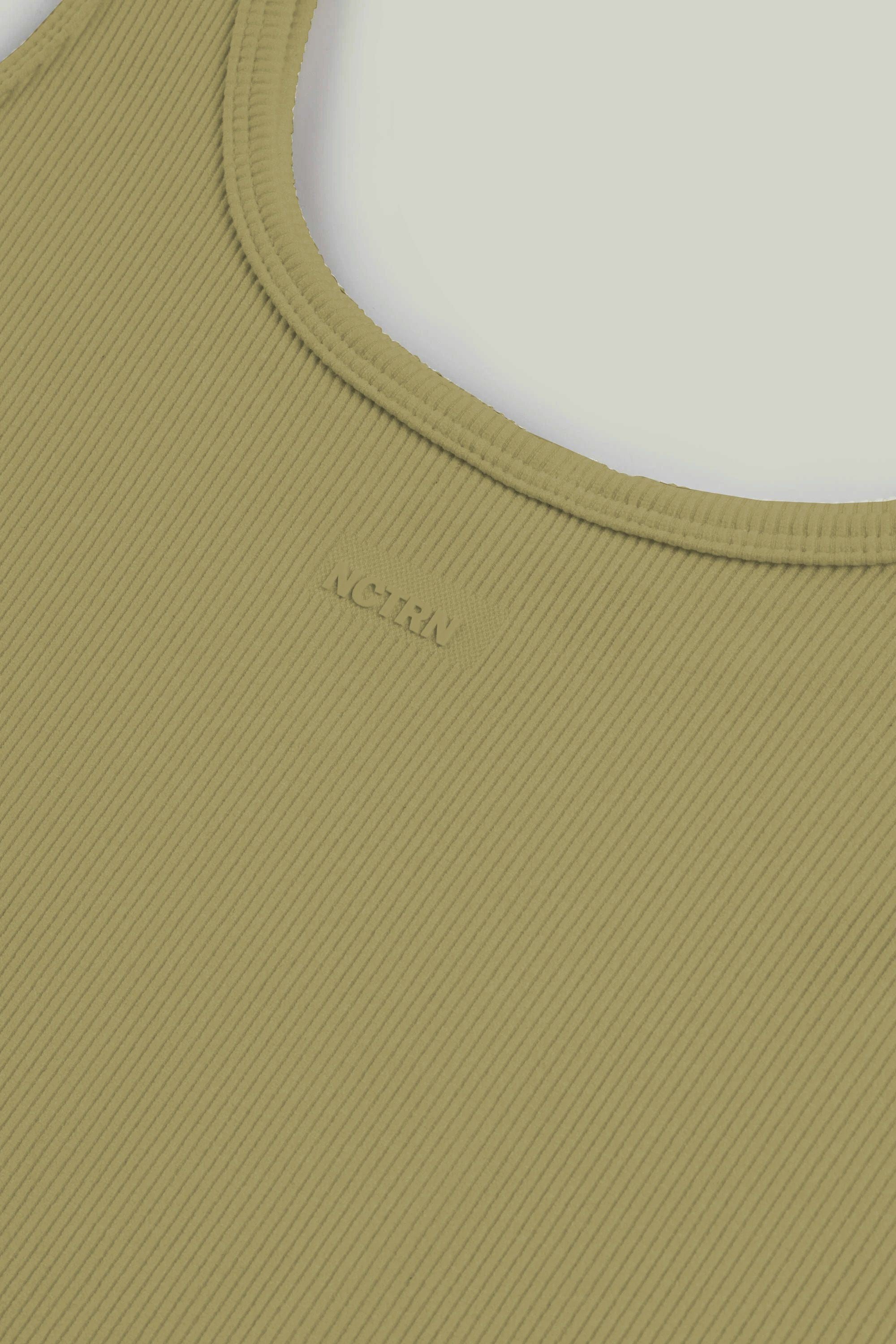 Khaki Printed Sleeveless Crop Top