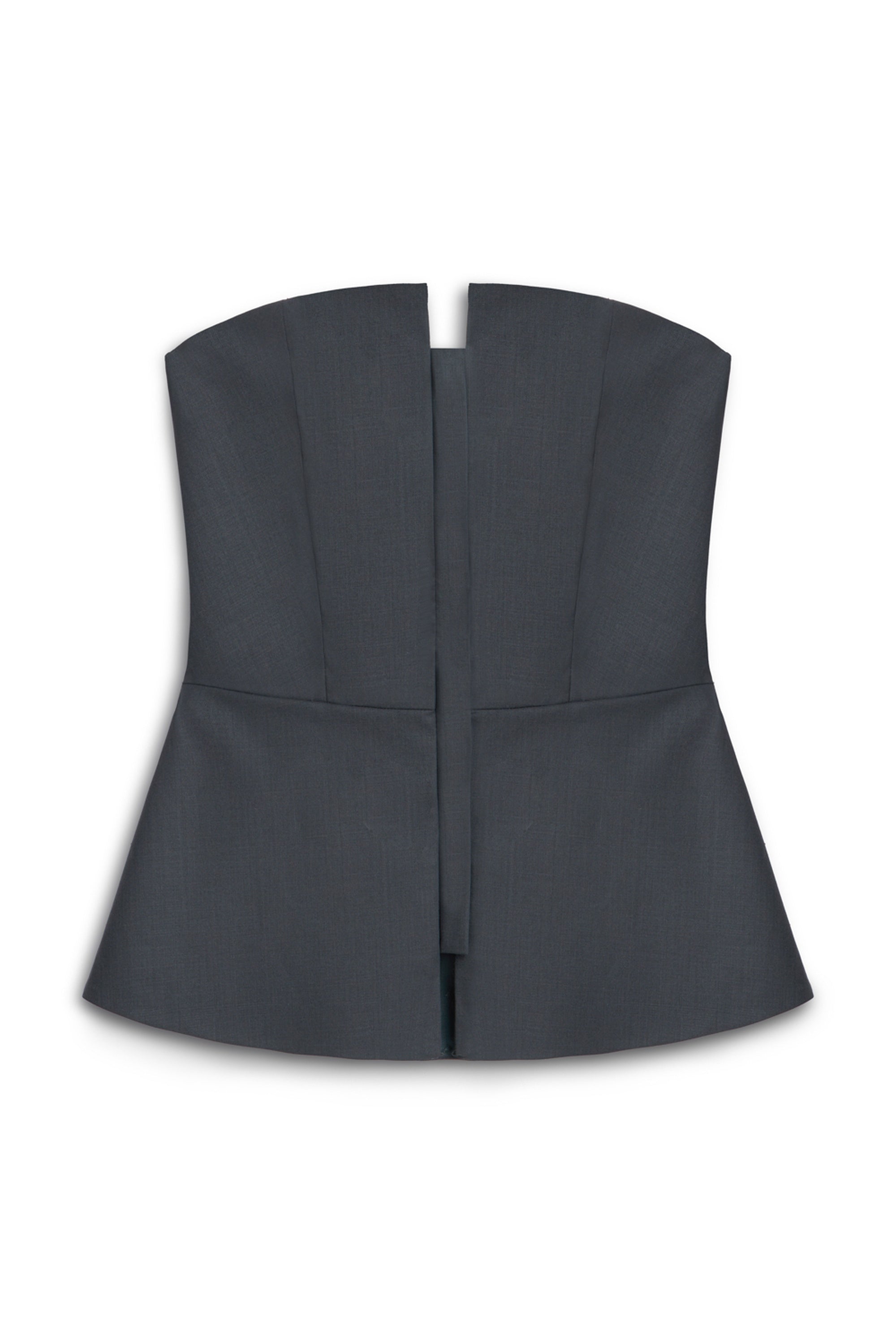 Anthracite Zippered Corset Look Blouse