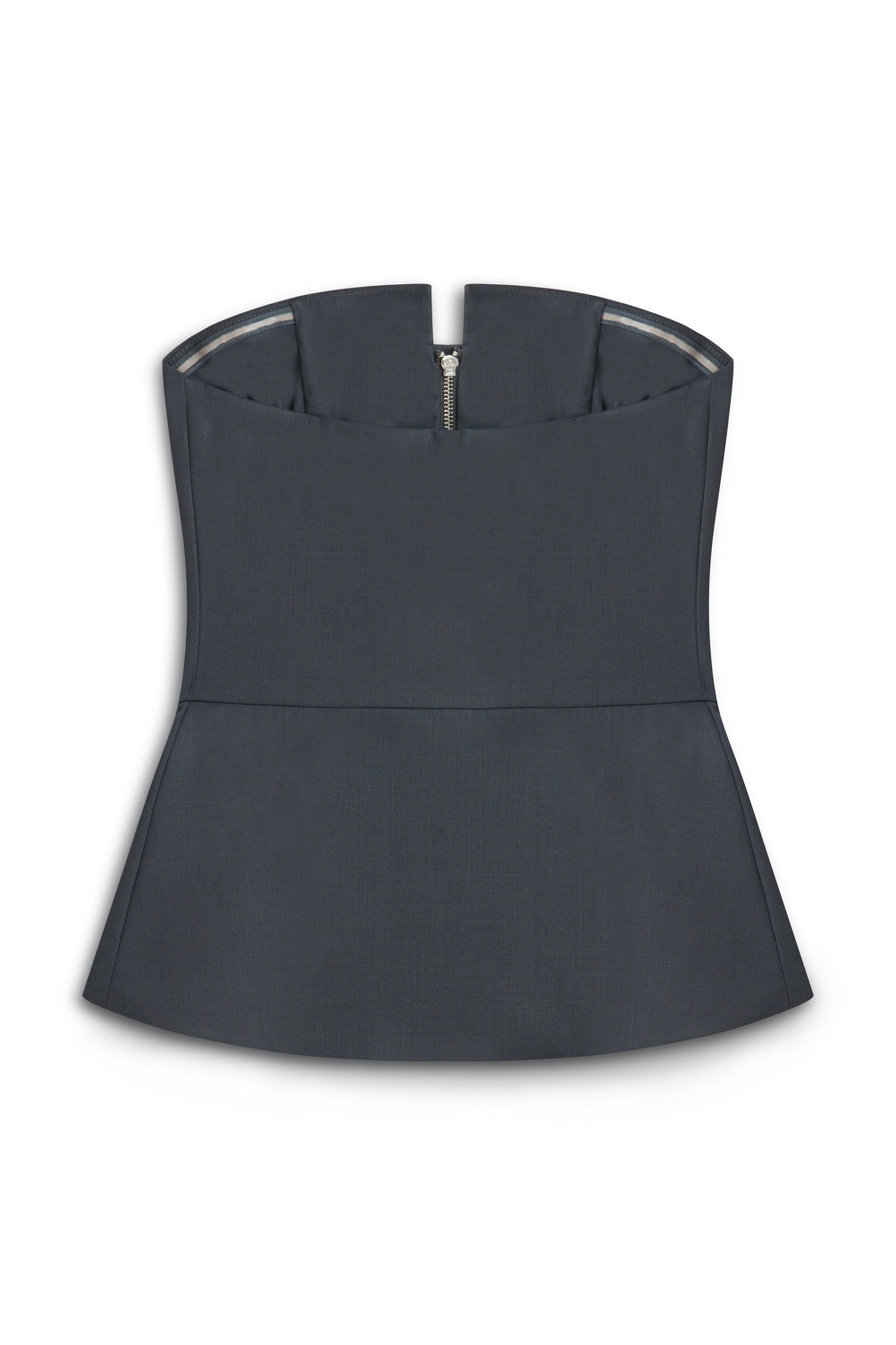 Anthracite Zippered Corset Look Blouse