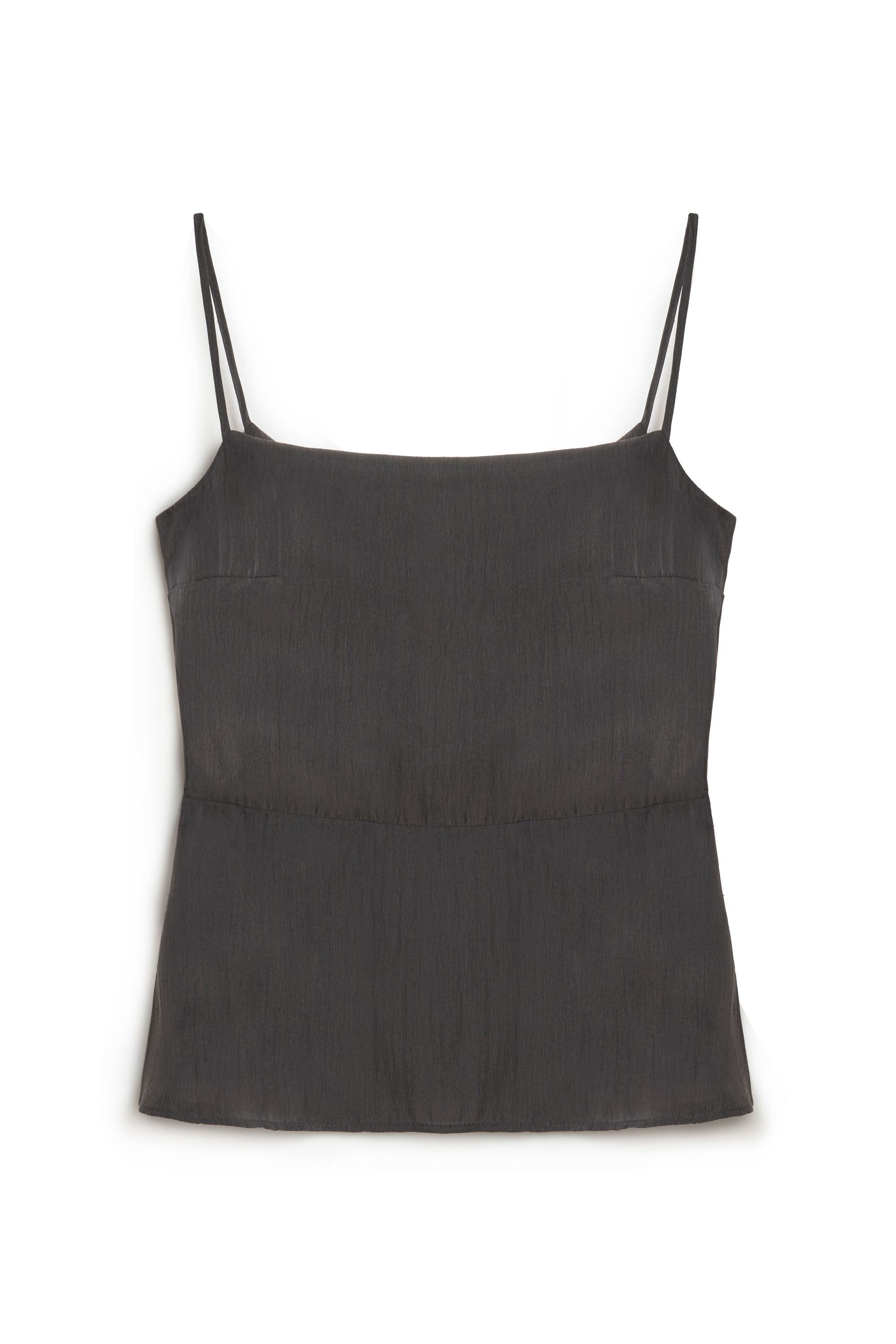 Anthracite Slit Strap Draped Blouse