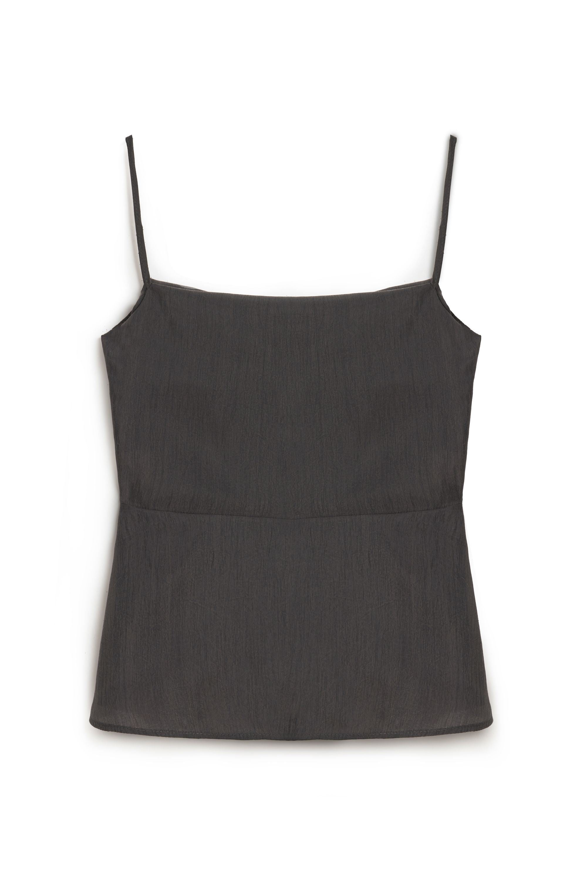 Anthracite Slit Strap Draped Blouse