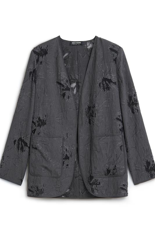 Anthracite V-Neck Jacquard Jacket