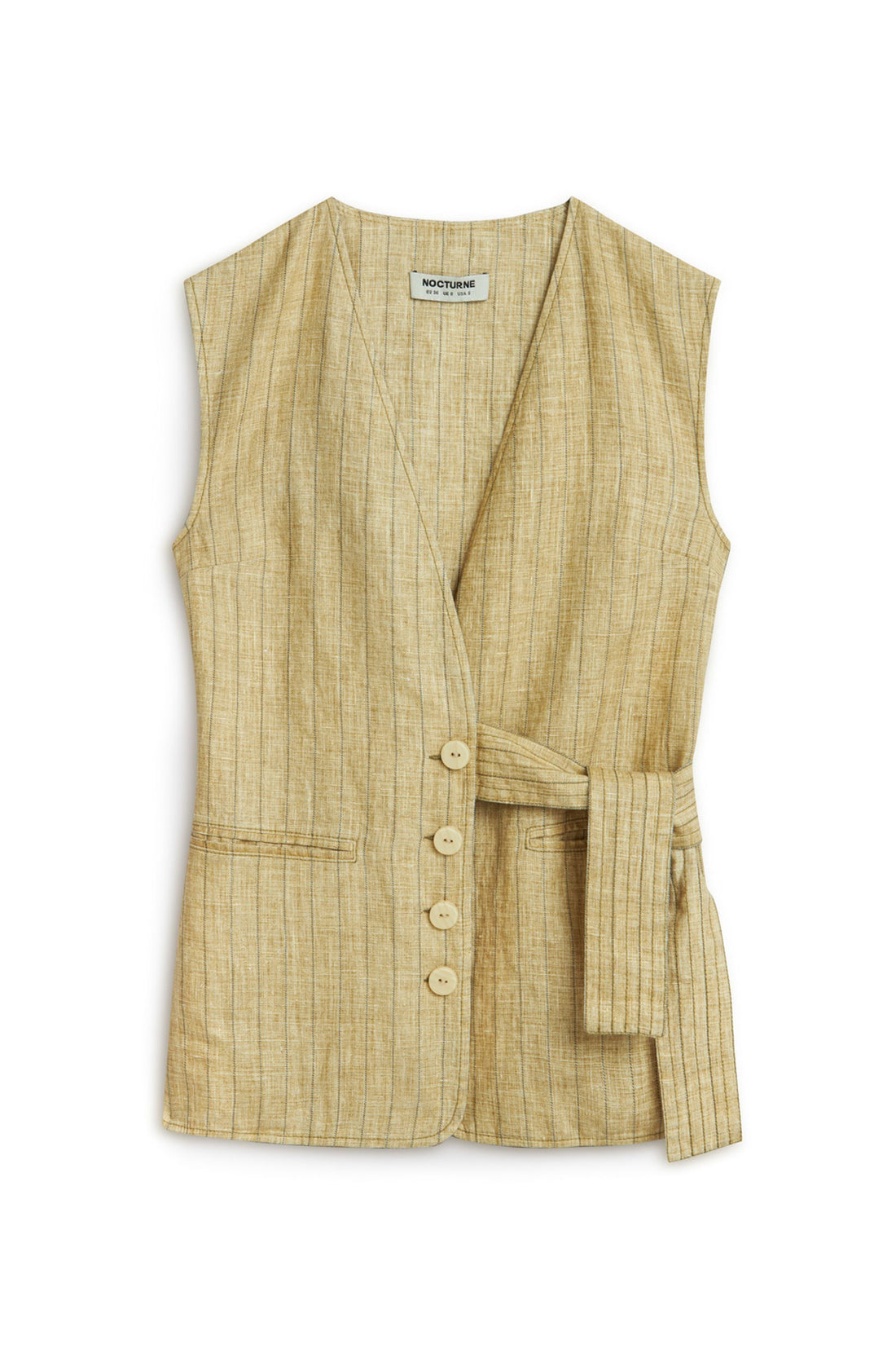 Linen Tie Belt Detail Vest