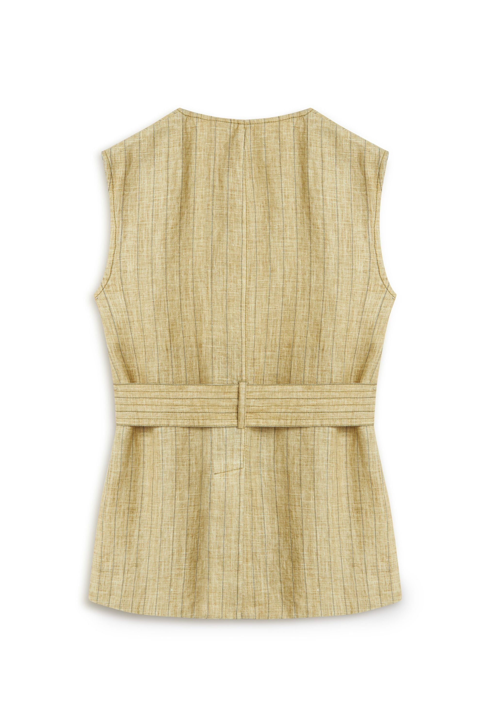 Linen Tie Belt Detail Vest