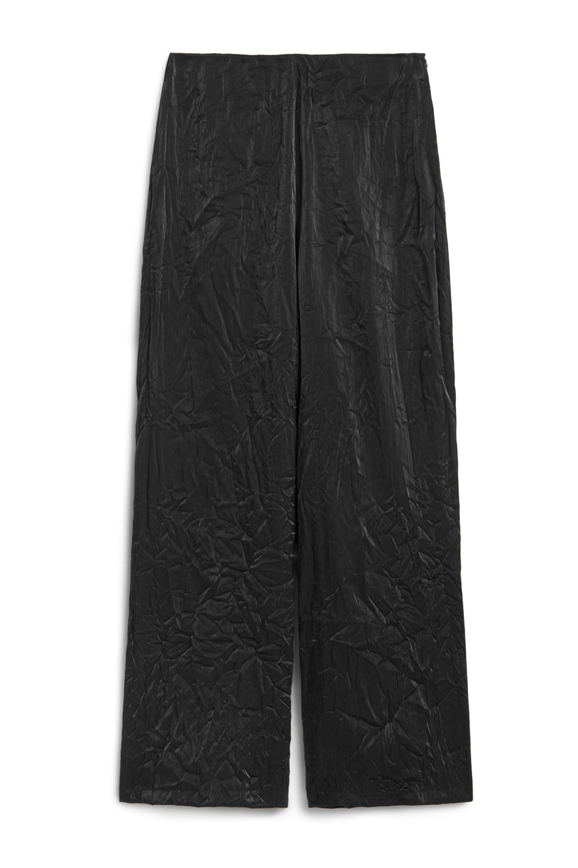 Black Wrinkled Wide-Leg Pants