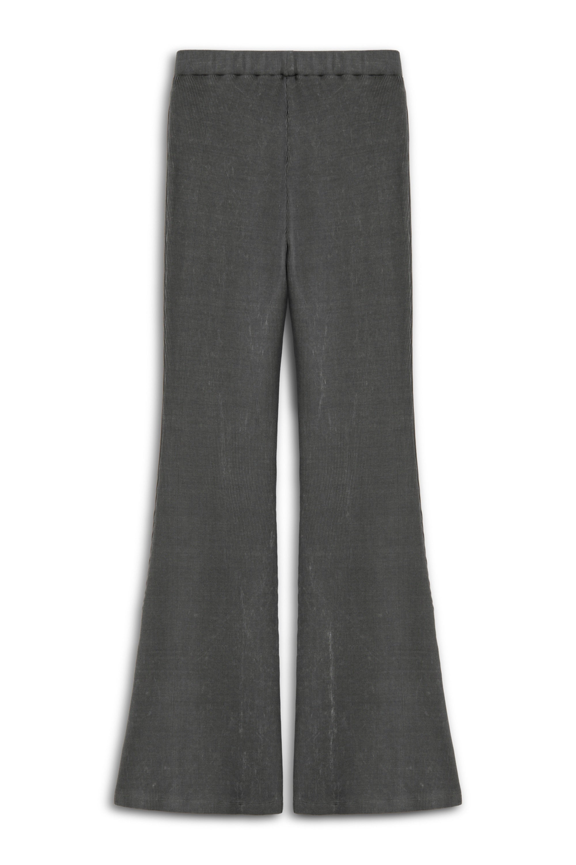 Anthracite Ribbed Bell-Bottom Pants