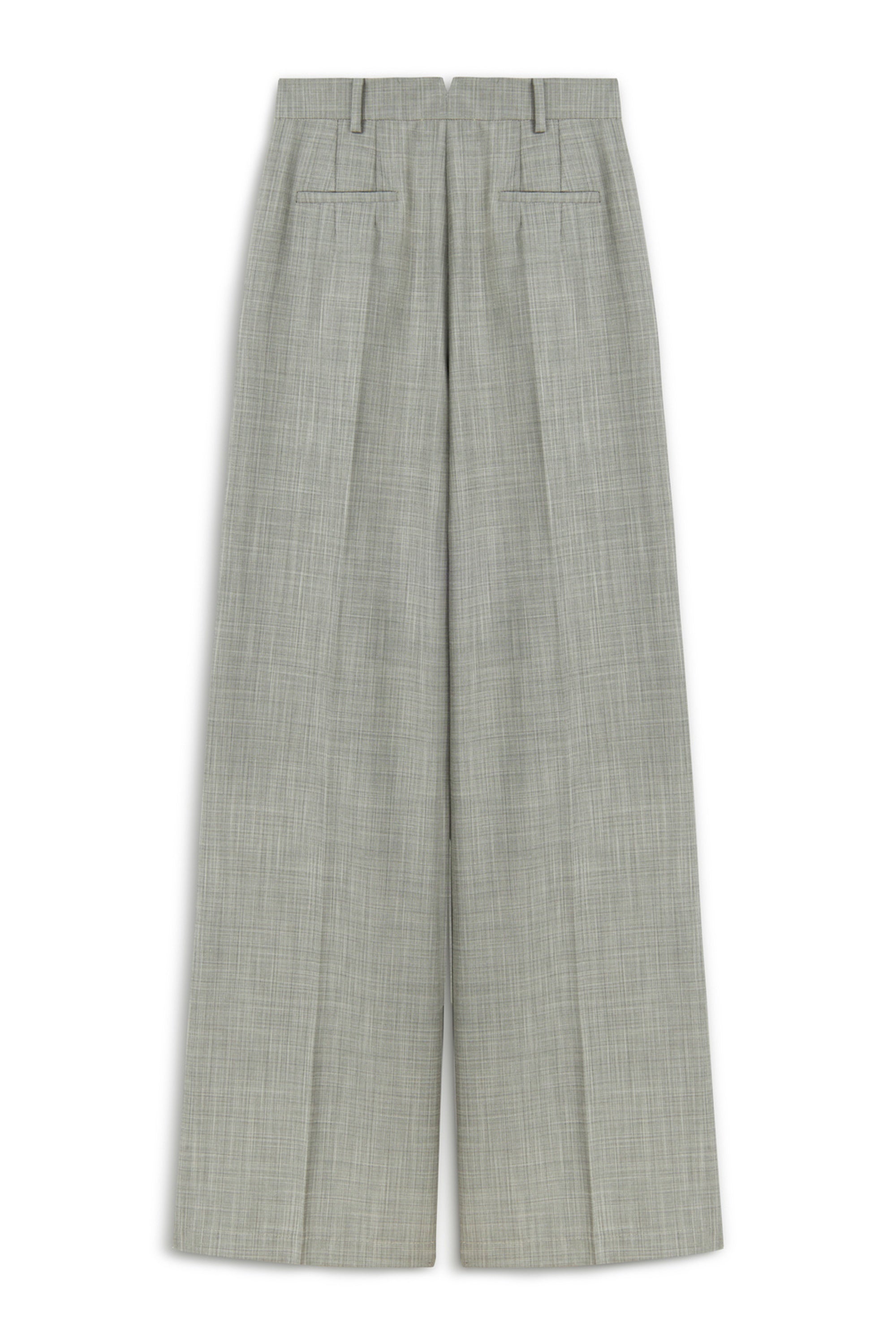 Grey Double Pleated Fabric High Waist Trousers