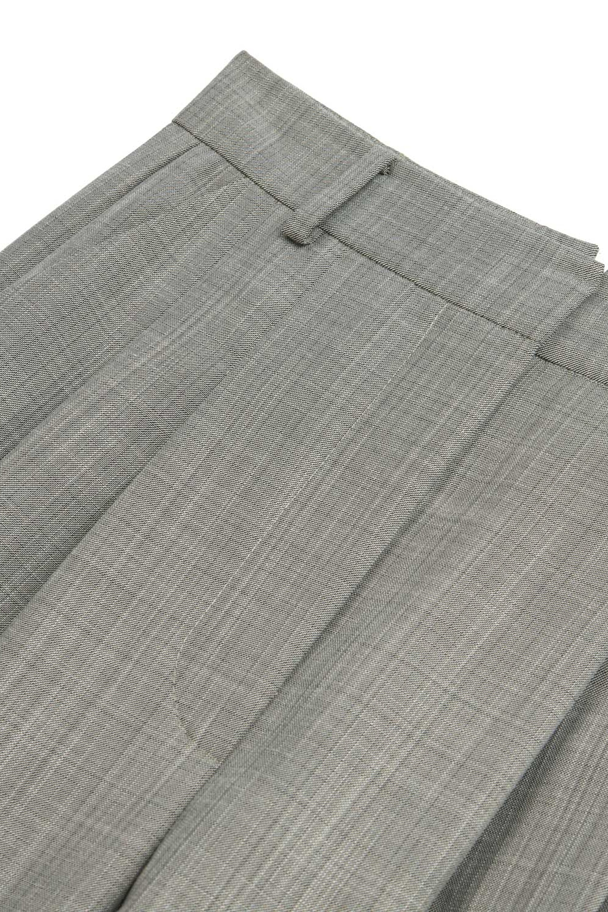Grey Double Pleated Fabric High Waist Trousers